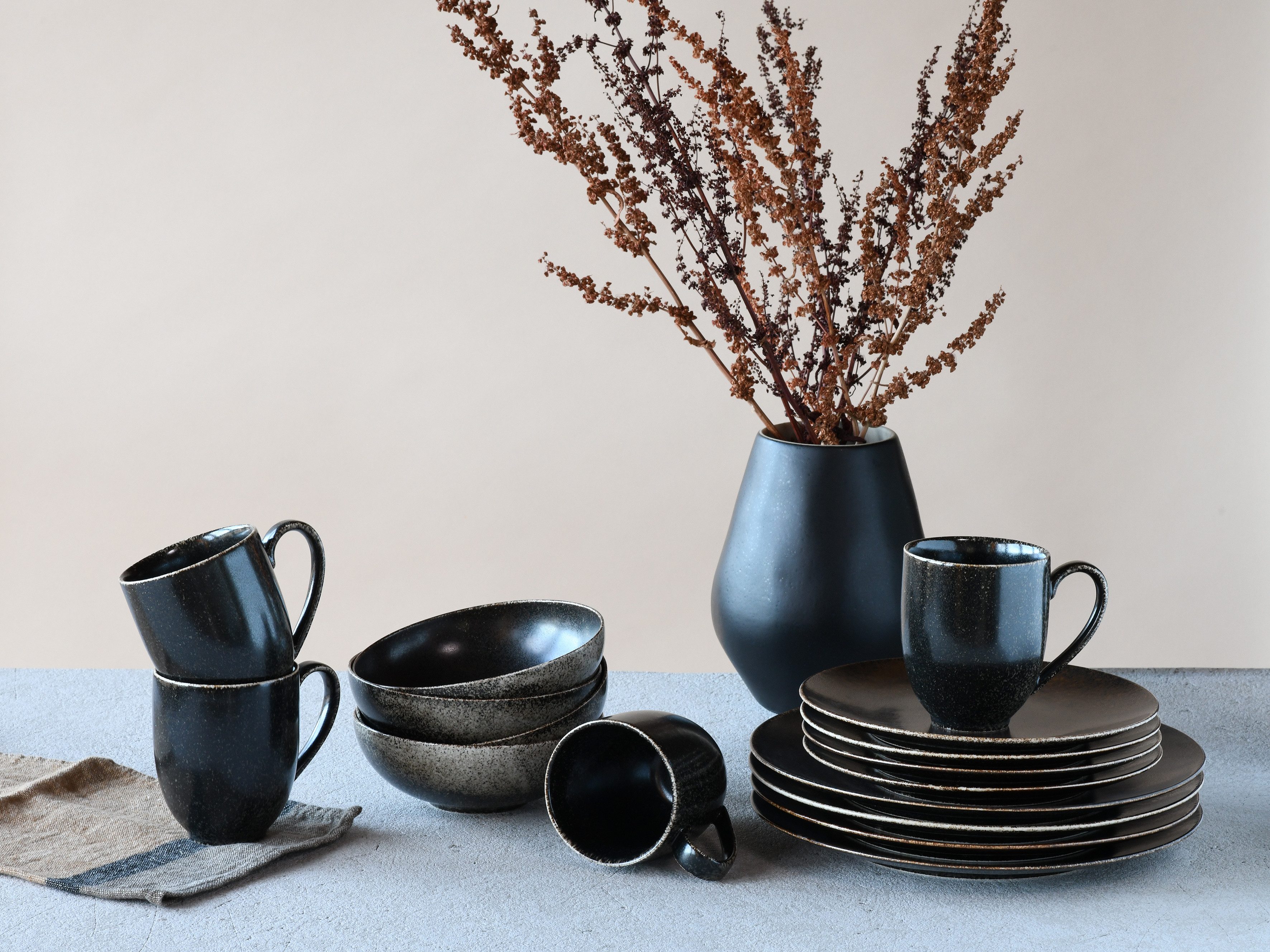 CreaTable Combi-servies Servies-set Rusty Servies, zijdemat glazuur, 16 delen, voor 4 personen (set, 16-delig)