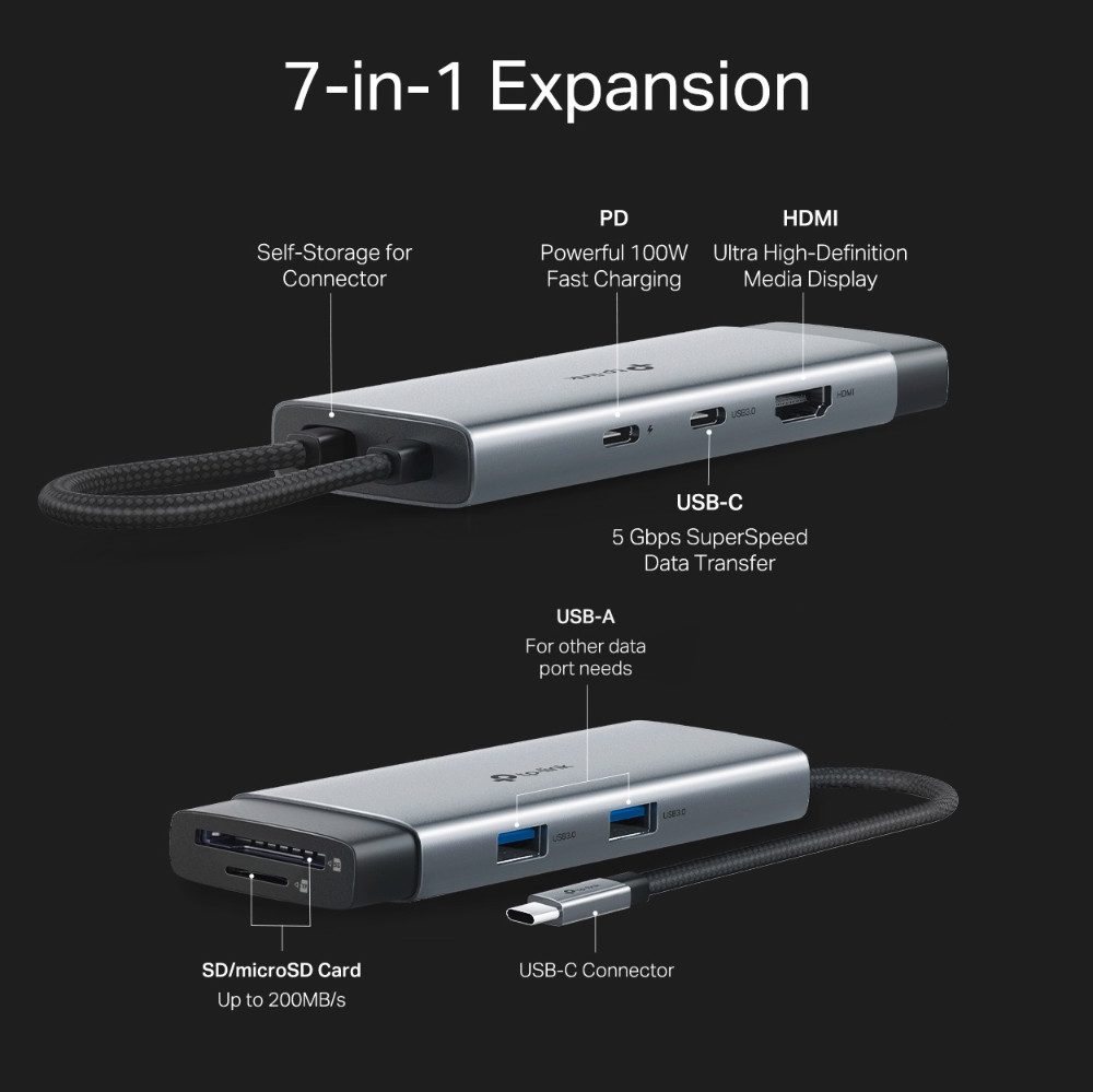 TP-Link Laptop-dockingstation UH7020C USB Type-C 7-in-1 Hub