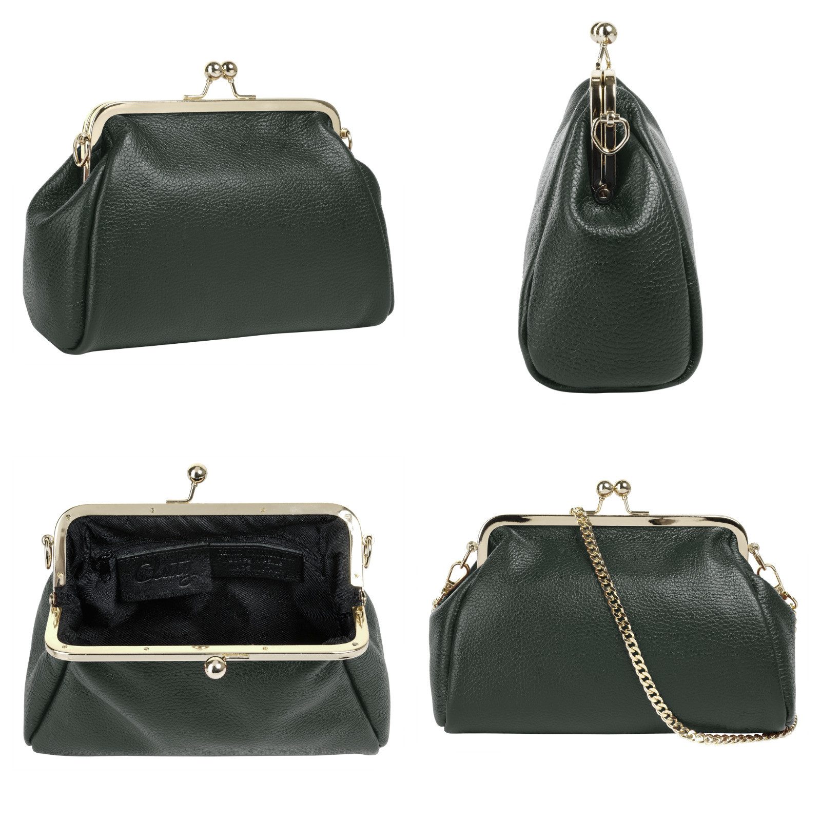 Cluty Avondtasje echt leer, made in italy
