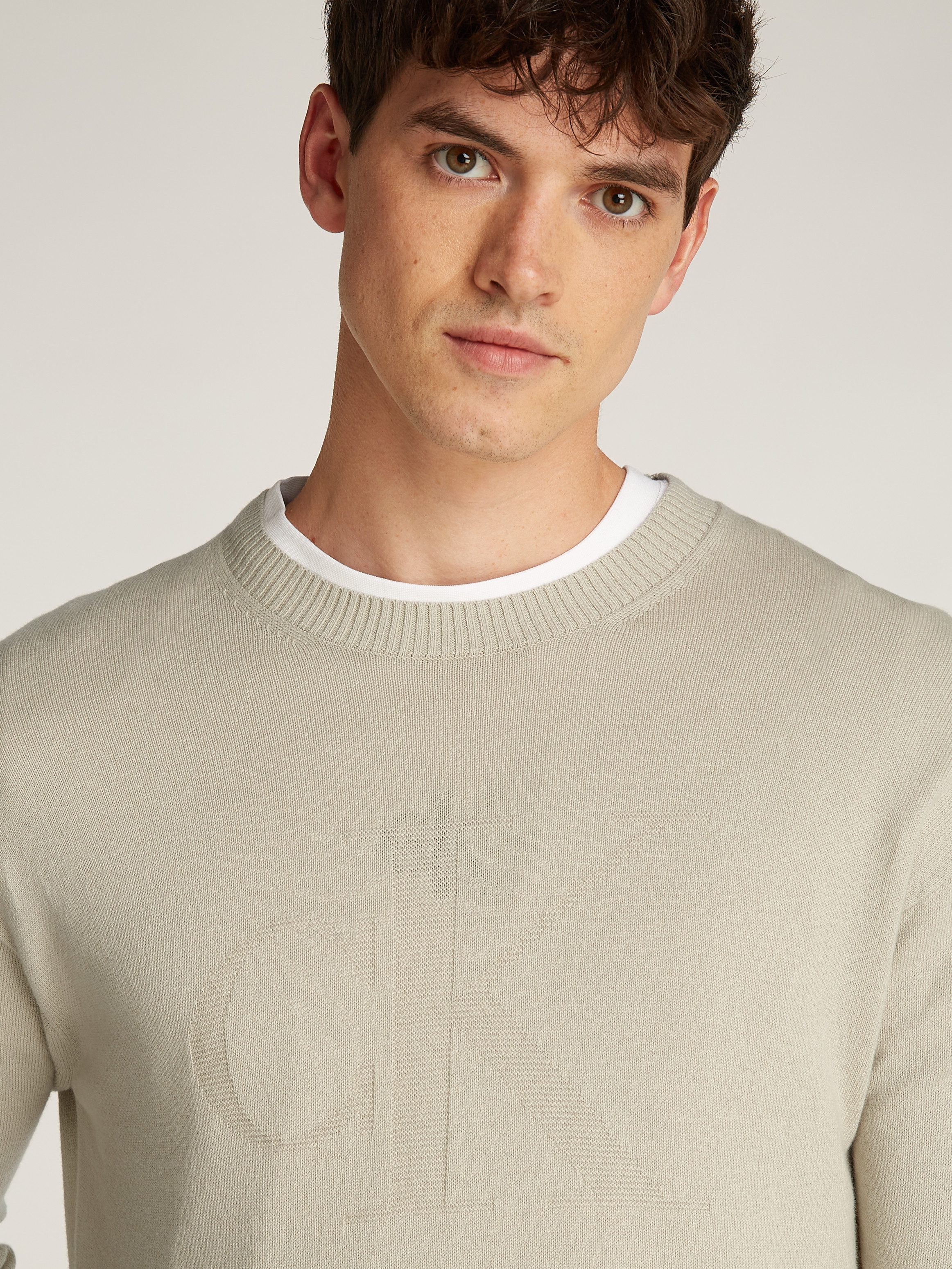Calvin Klein Trui met ronde hals CK INTARSIA MIX STITCH SWEATER