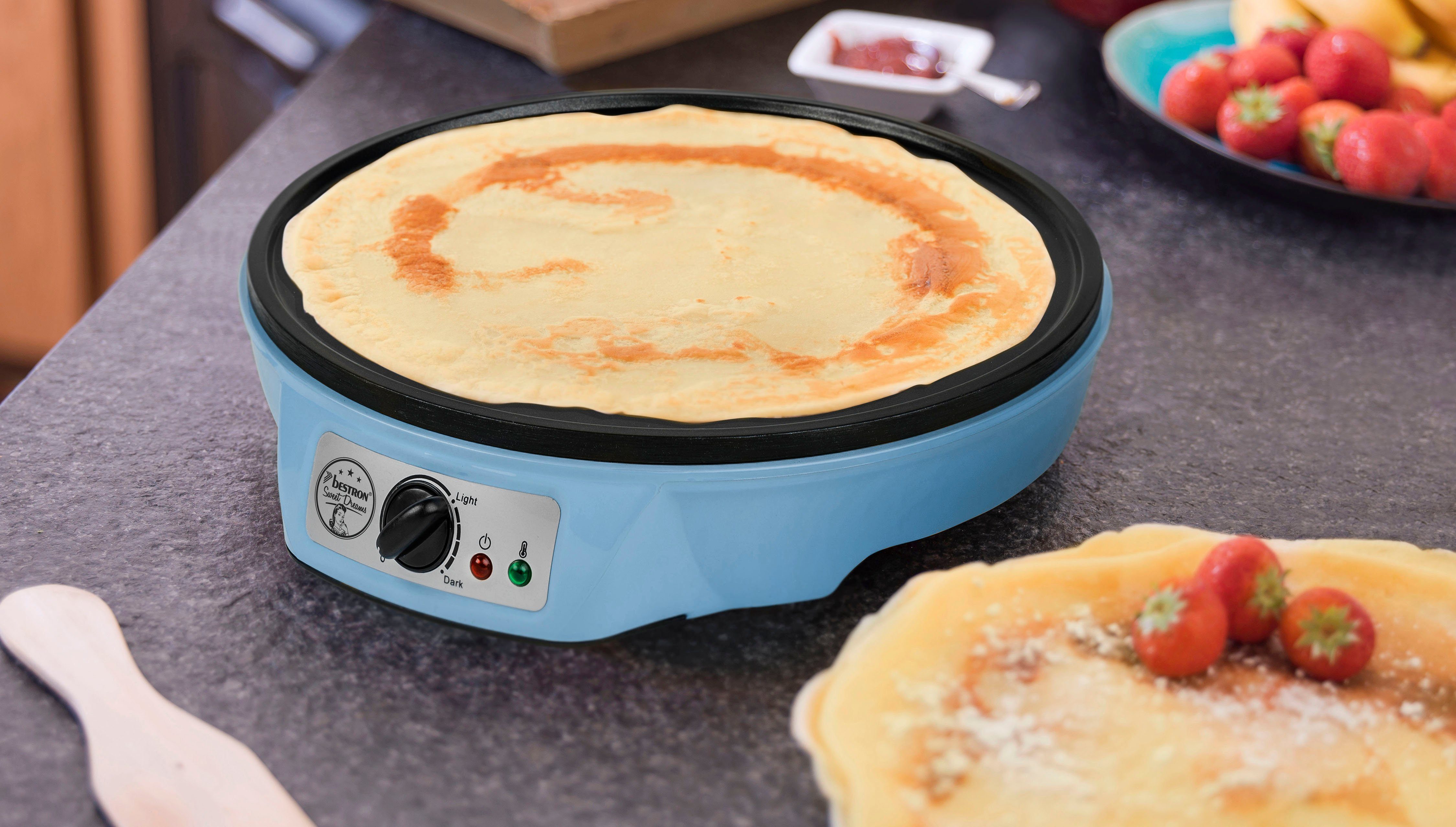 bestron Crêpe maker ASW602 in retro ontwerp, voor crêpes met Ø 30 cm inclusief deegverdeler & crêpesspatel, antiaanbaklaag