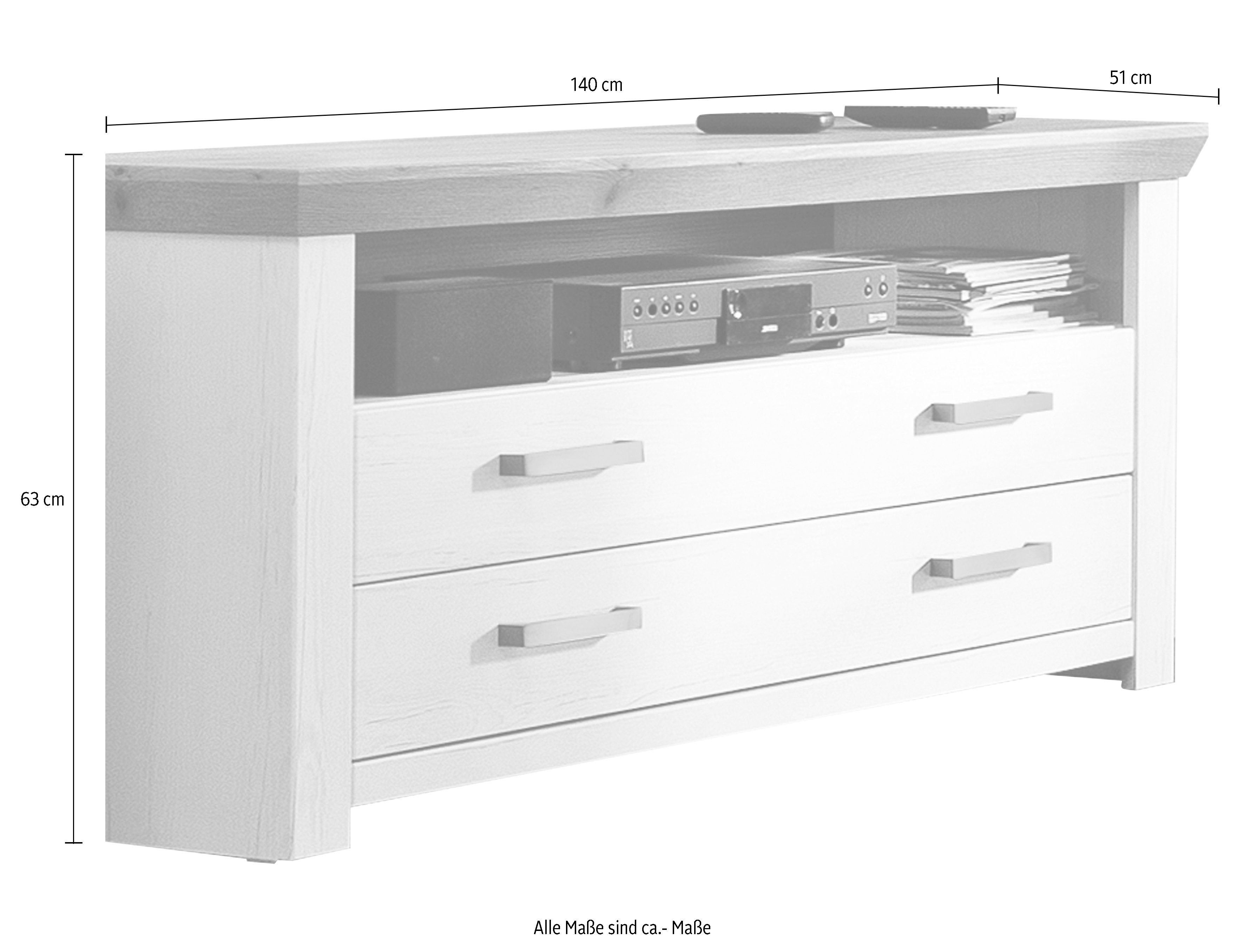 set one by Musterring Tv-meubel York Type 32, met 4 laden, verlichting optioneel, breedte 140 cm
