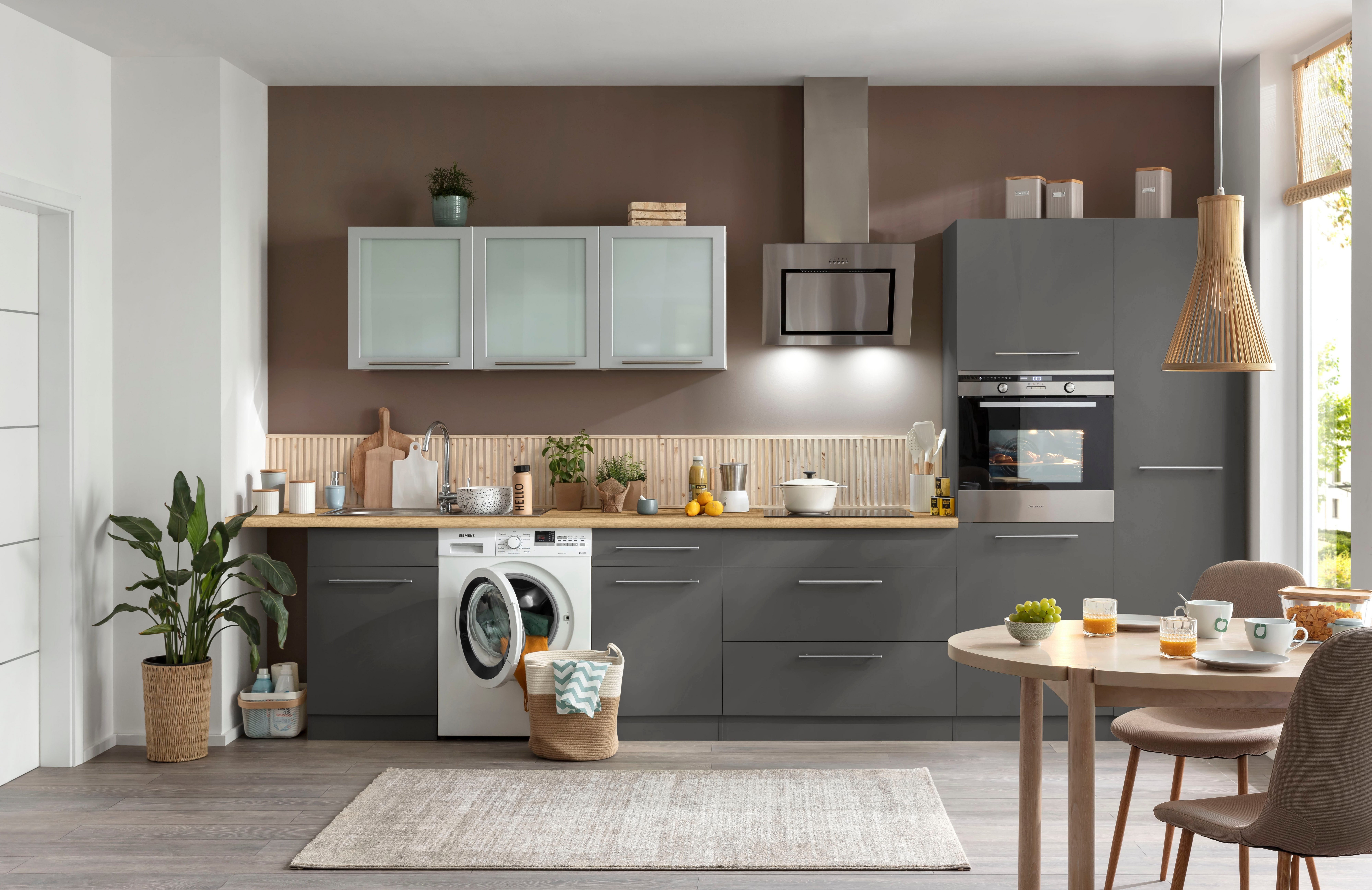 wiho Küchen Hangend kastje met glasdeur Unna met aluminiumkleurig glasdeurtje