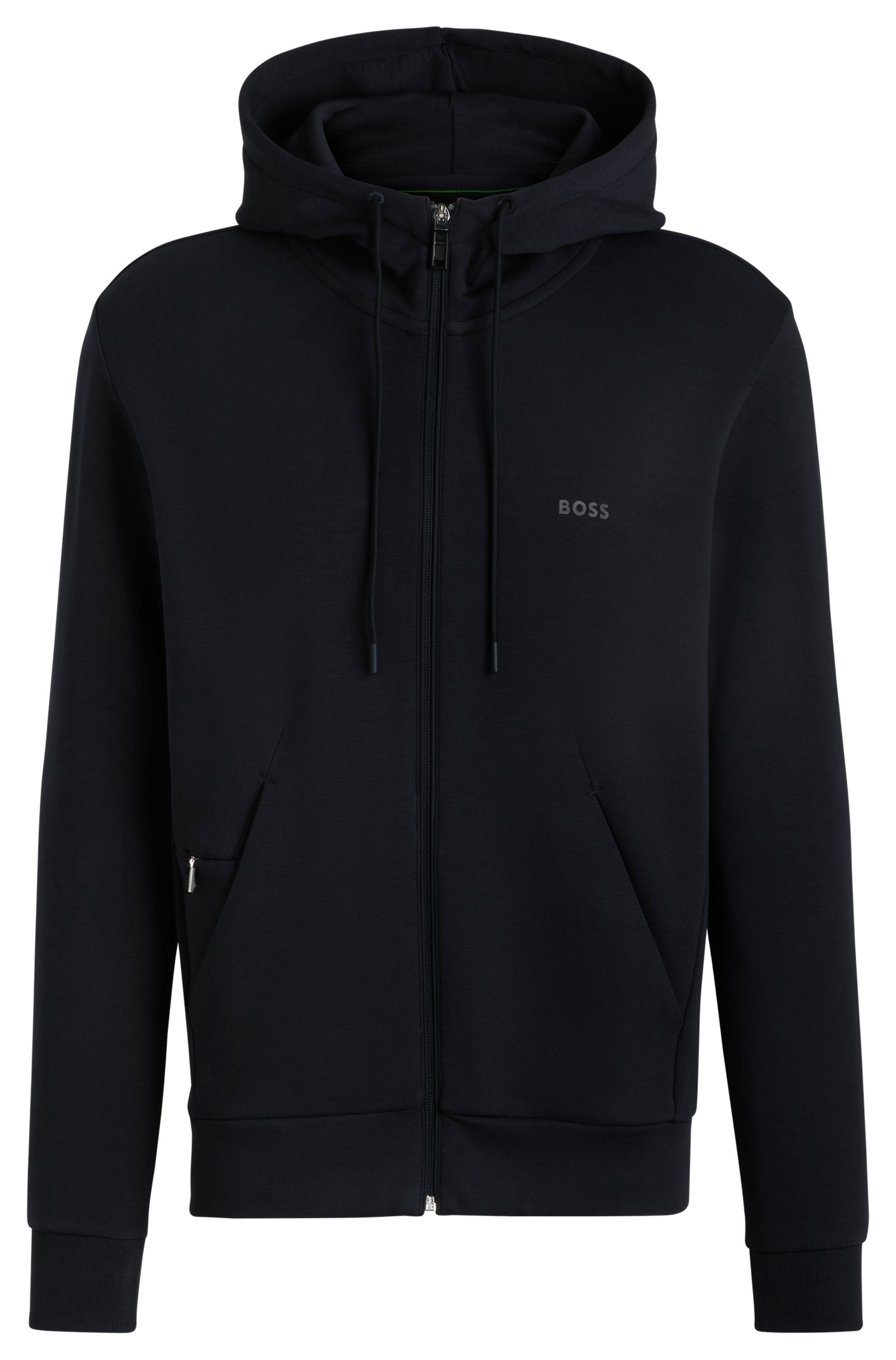BOSS GREEN Capuchonsweatvest Saggy met boss print