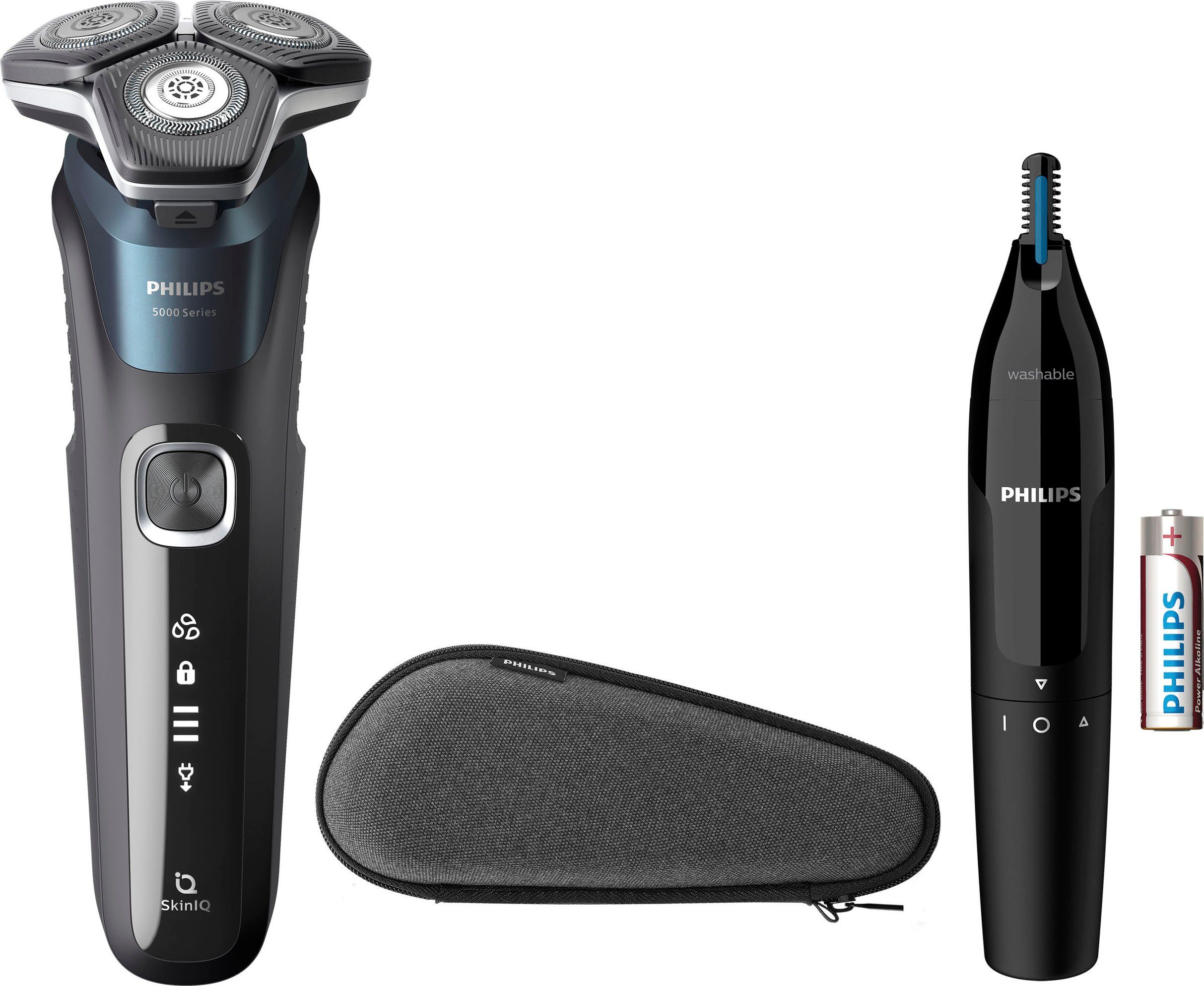 Philips Elektrisch scheerapparaat Shaver Series 5000 S5889/11 Neus- en oorhaartrimmer, etui, met SkinIQ technologie