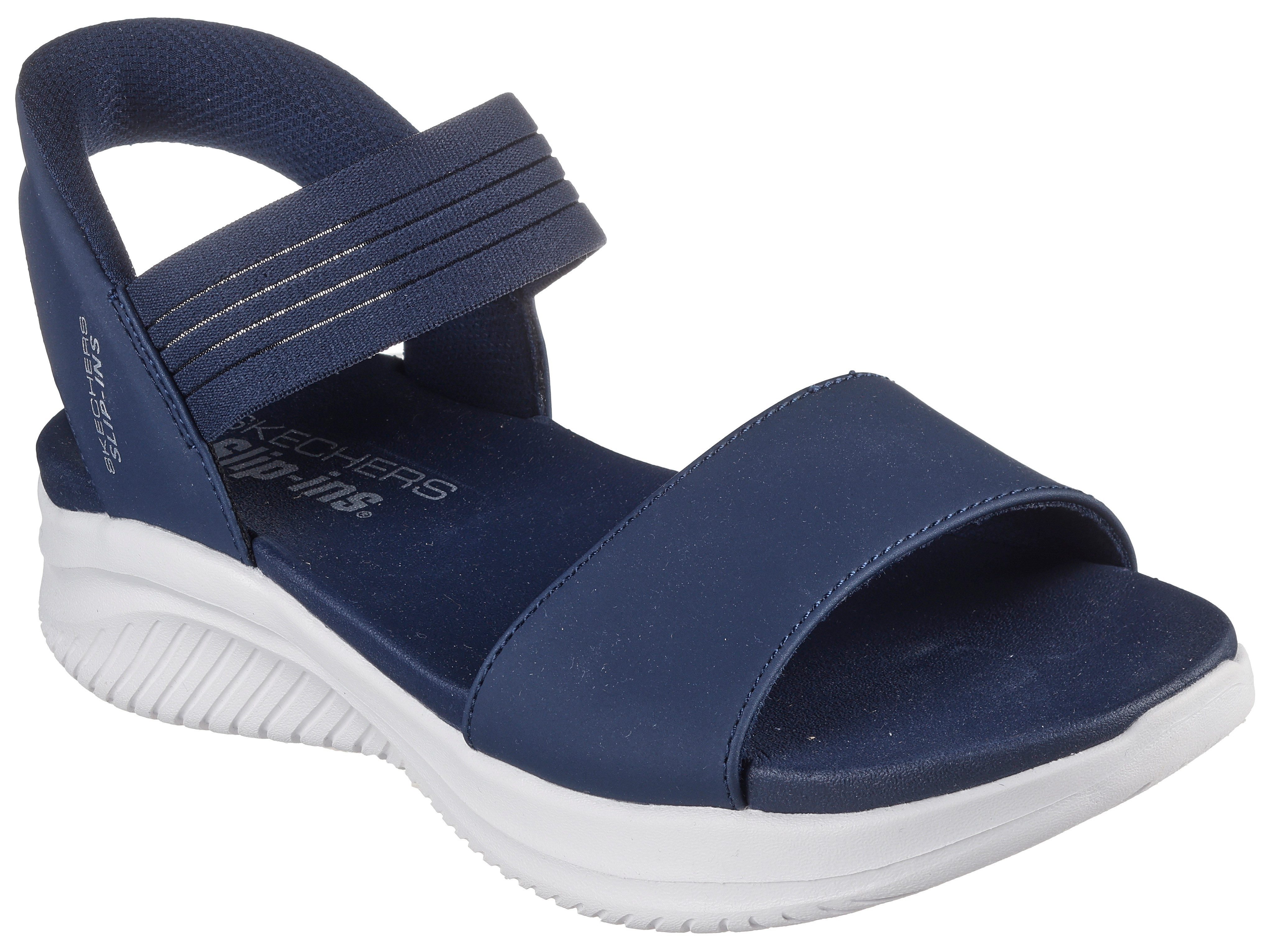 Skechers Sleehaksandaaltjes ULTRA FLEX 3.0 Sandaal, instapschoen, comfortabele schoen in vegan verwerking dames sandalen met sleehak maat 36 blauw