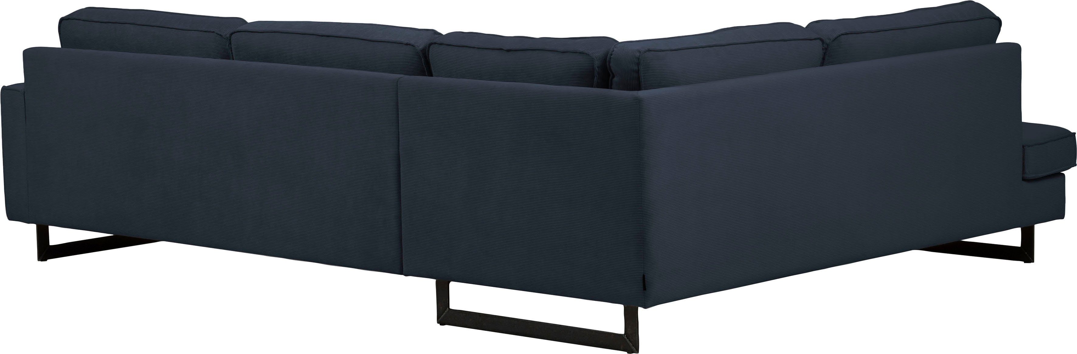 Places of Style Hoekbank Pinto, 290 cm, cord, chenille, leerlook, ottomane links/rechts