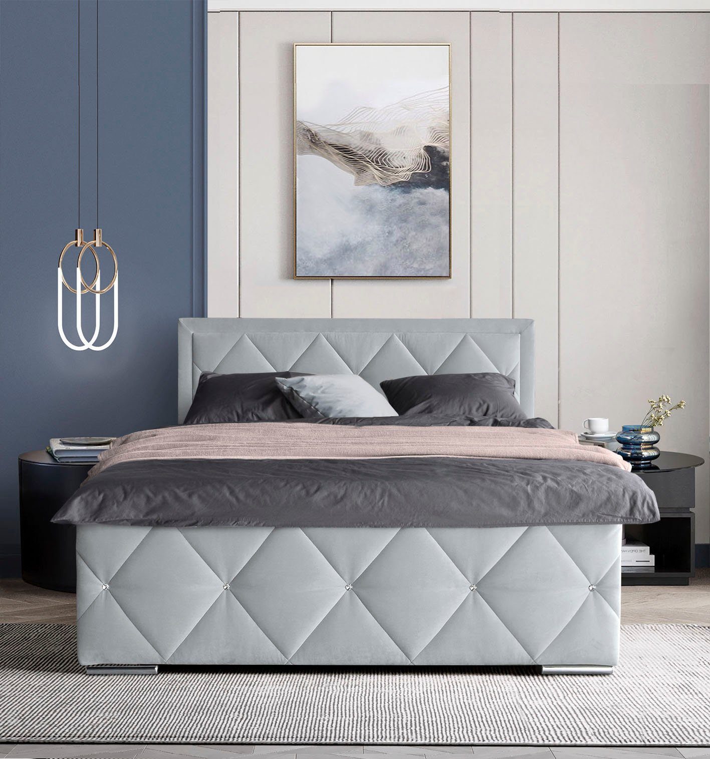 Leonique Boxspring Alfie, bestseller! Inclusief bedlade & topper Optioneel met knoopstiksels of strassstenen, H2, H3 en H4 verkrijgbaar