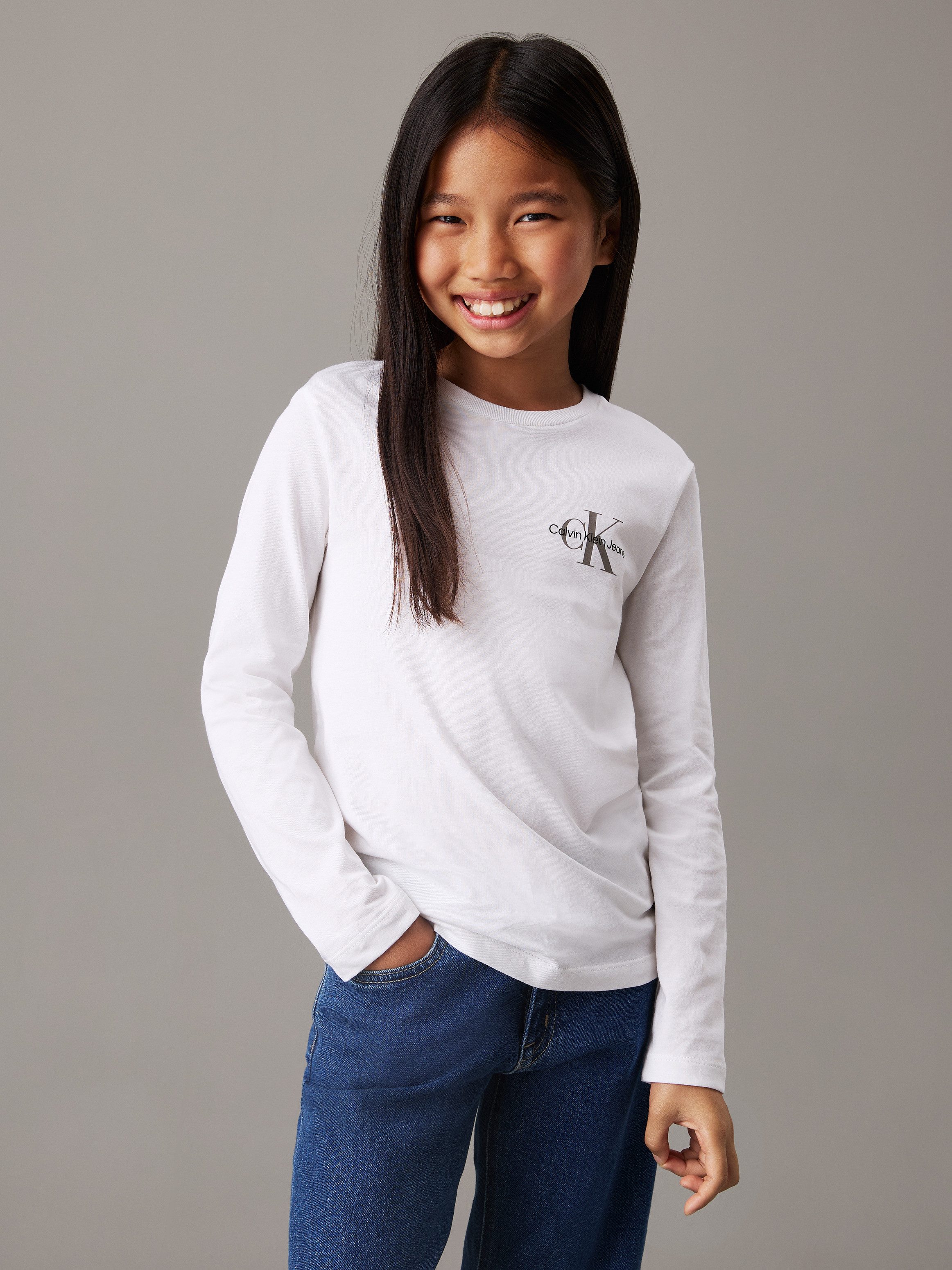 Calvin Klein Shirt met lange mouwen Chest Monologo Ls T-Shirt voor kinderen tot 16 jaar en met logo-opdruk