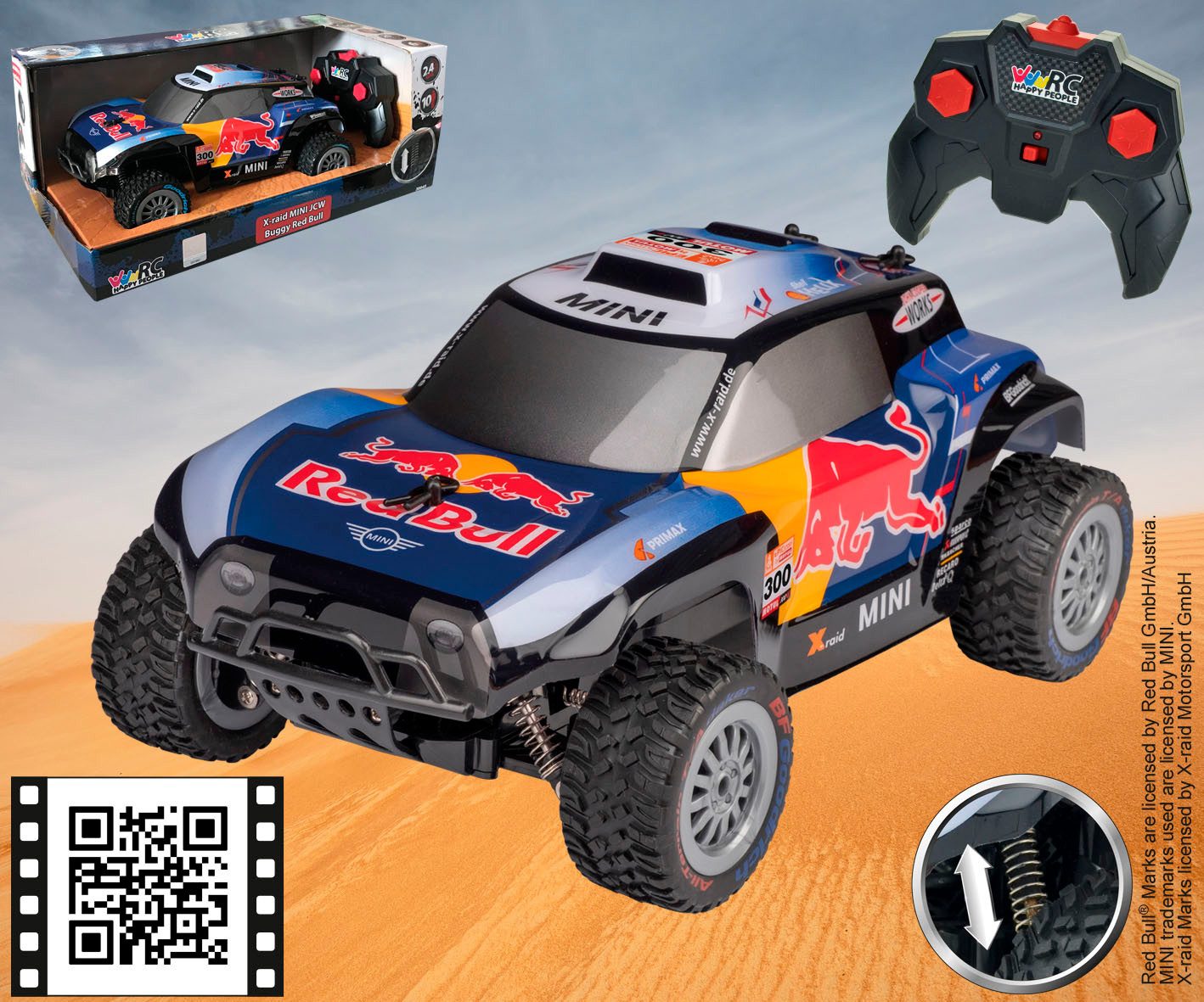 Happy People Radiografisch bestuurbare buggy Mini Cooper JCW X-Raid Red Bull
