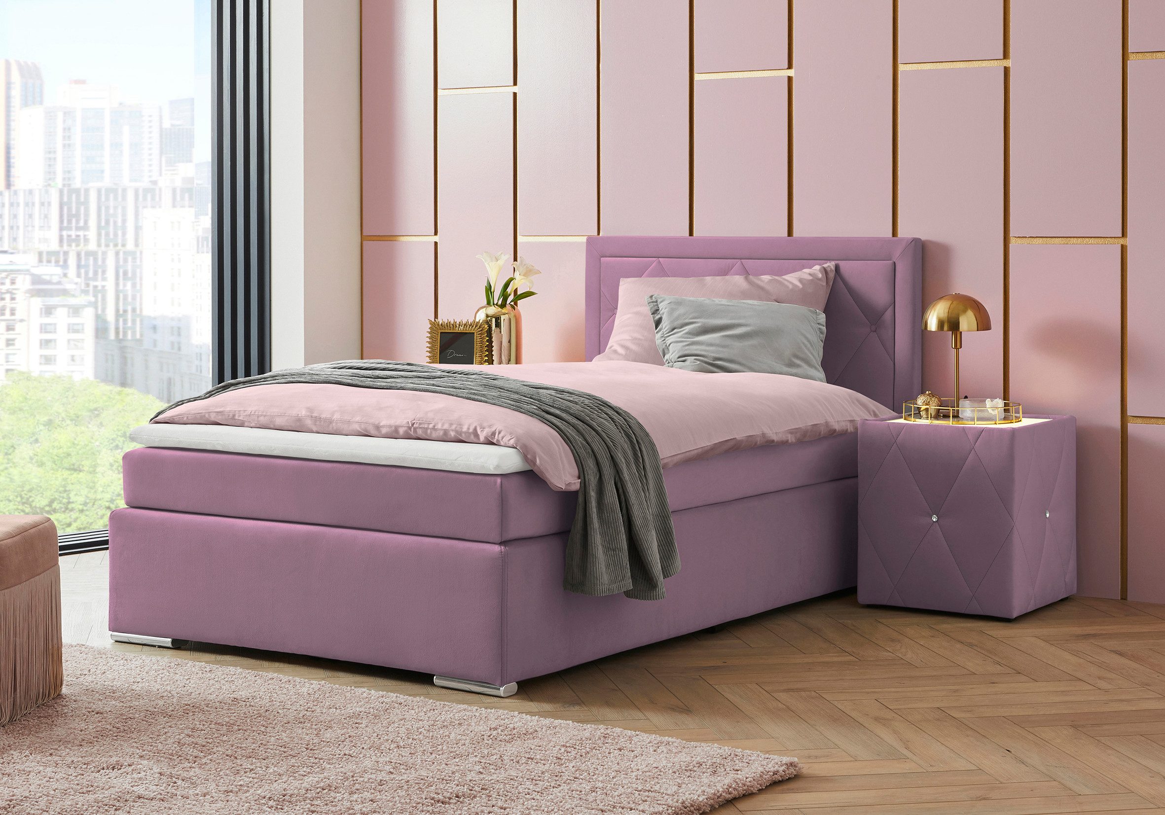 Leonique Boxspring Alfie, bestseller, optioneel met bedlade met capitonnage in het hoofdbord, h2, h3 en h4 ter keuze