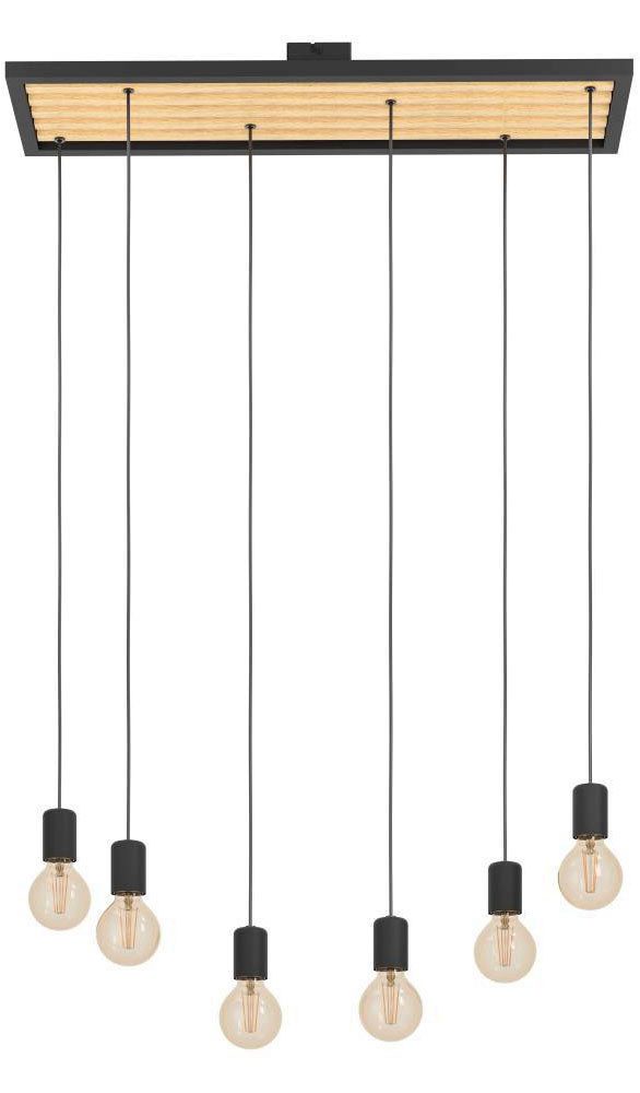 EGLO Hanglamp CONSETT Hanglamp, FSCM70HB, pendellamp van hout en metaal in zwart, E27 (1 stuk) hanglampen zwart