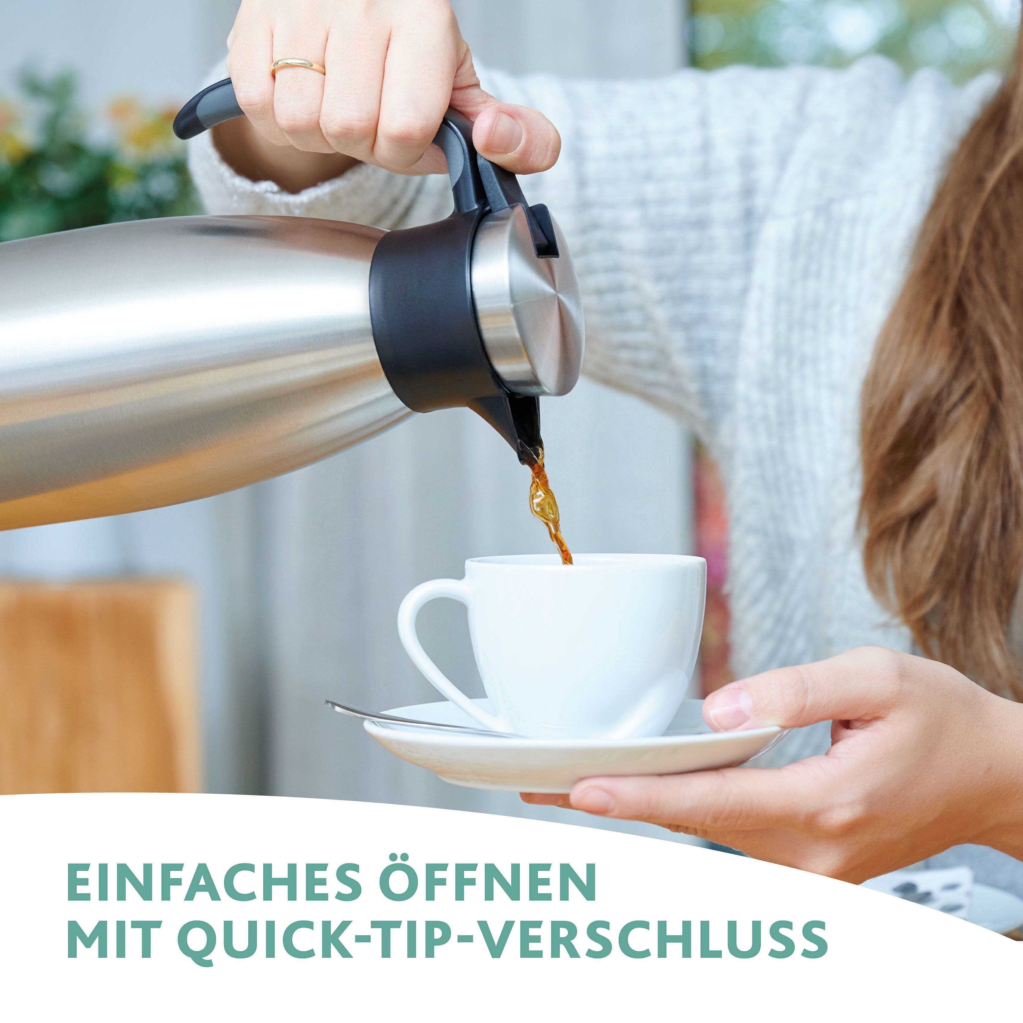 Emsa Thermoskan Soft grip Zacht grip handvat, 100% dicht, lekvrij, ruimtebesparend, roestvrij staal