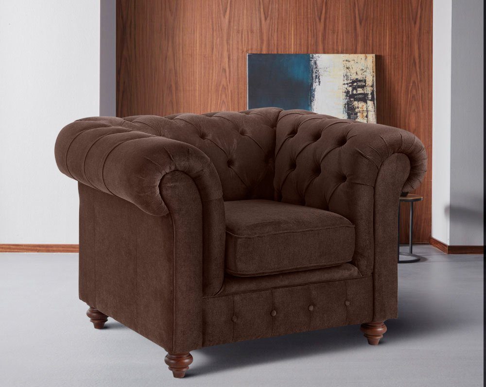 Home affaire Fauteuil CHESTERFIELD met hoogwaardige knoopdetails, ook in leer