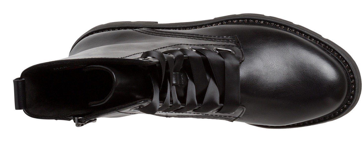 Marco Tozzi Veterschoenen BARTTI blokhak, veterschoen, enkellaars, laarzen met modieuze ogen