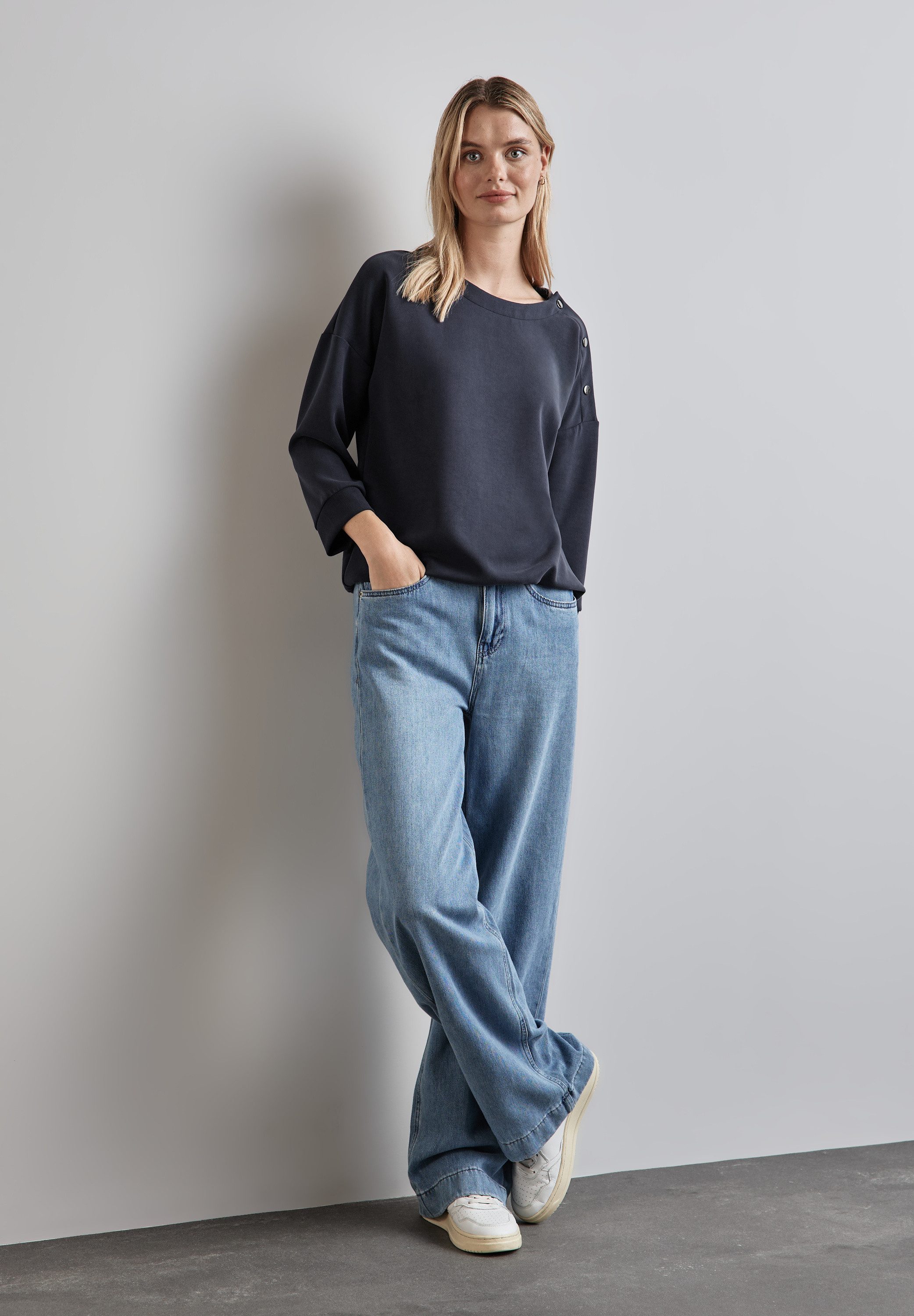 STREET ONE Shirt met 3/4 mouwen in silk look