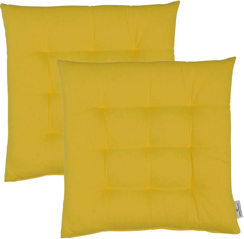 TOM TAILOR HOME Zitkussen Dove TOM TAILOR effen, gestikte zitkussen DOVE, 2-pack (2 stuks) zitkussens maat 2x 40x40 cm geel