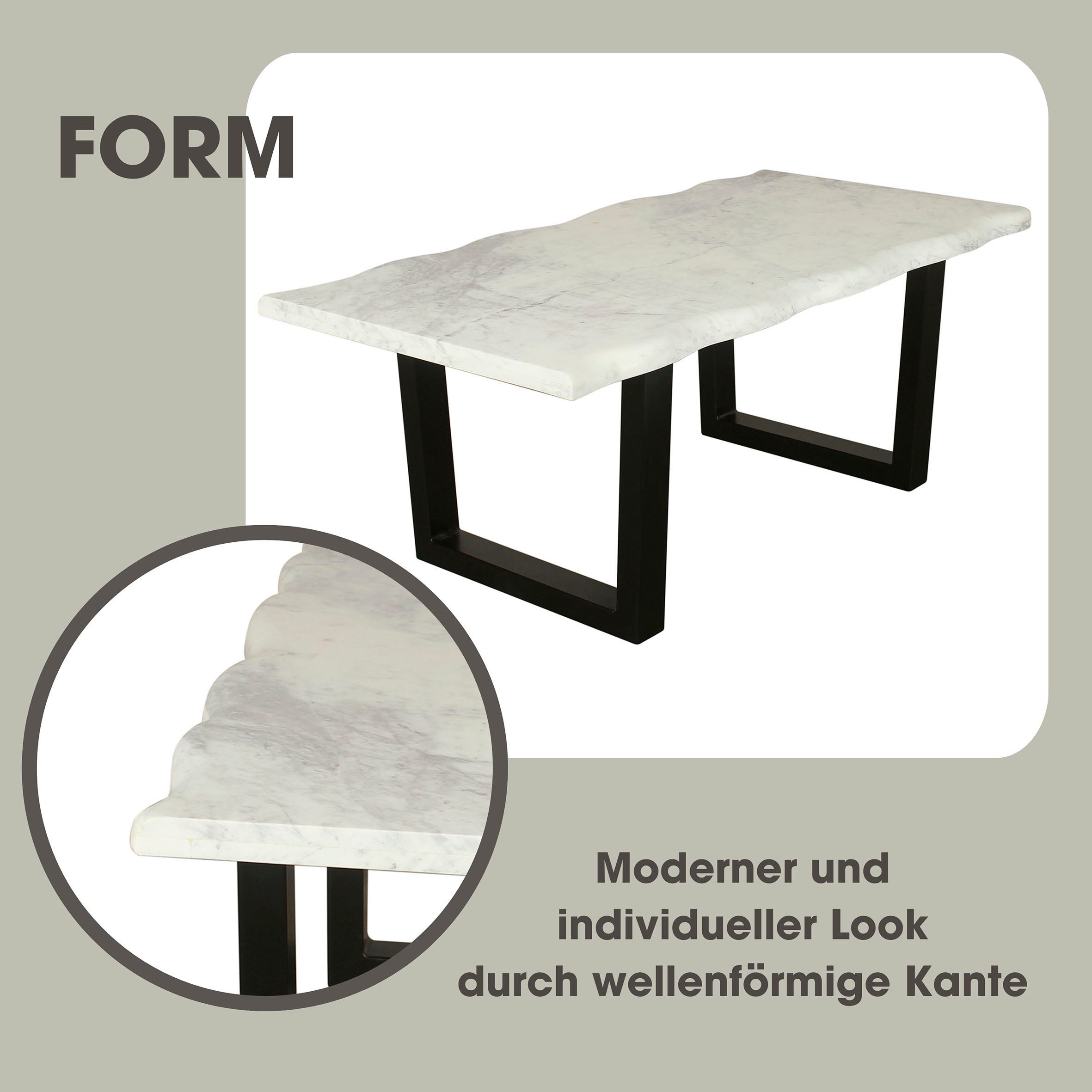 byLIVING Salontafel Stone uit echt wit marmer met natuurlijke golfrand, 115x60cm (1 stuk)