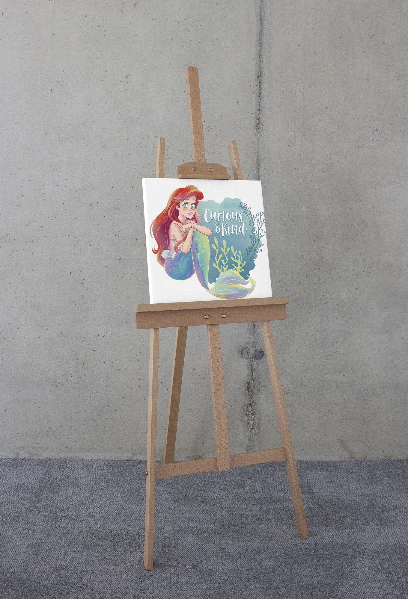Komar Artprint op linnen Disney Ariel Curious & Kind 40 x 50 cm (breedte x hoogte) - kinderkamer, decoratie (1 stuk)