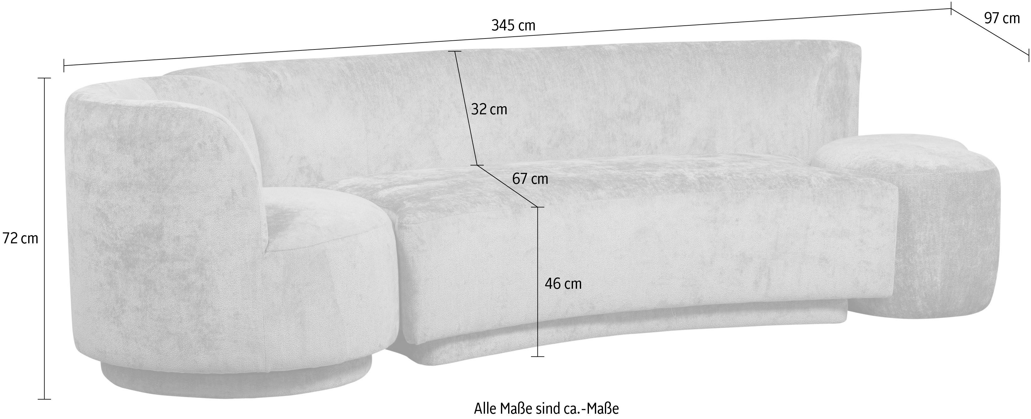 WOOOD Loungebank Combi-Popular: Bank + fauteuil + pouf Met grof chenille gevoerd, breedte 345 cm