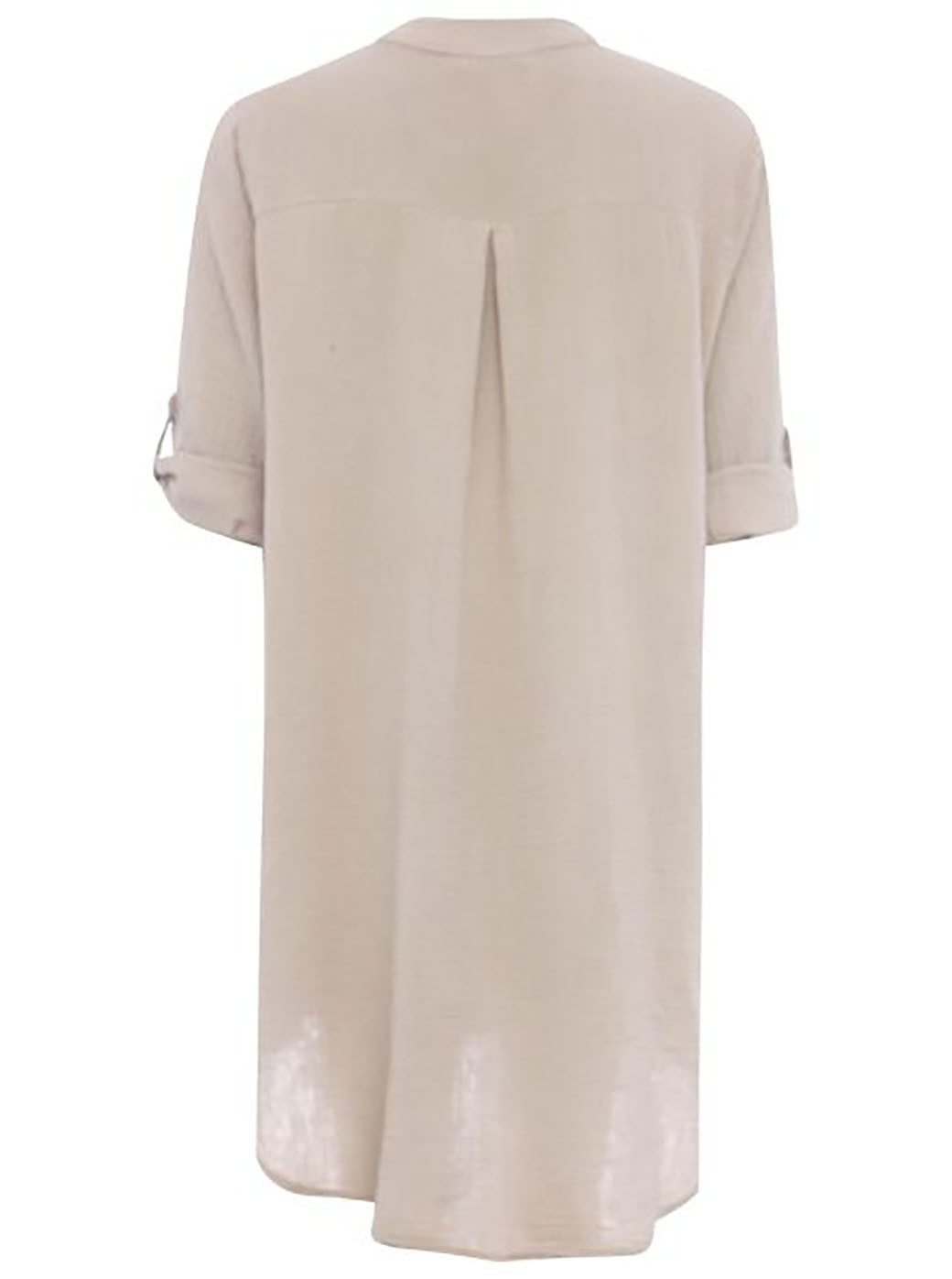 Zwillingsherz Blouse met korte mouwen Tuniek "Rom" met verlengde rugpartij, v-halslijn en opgerolde mouwen