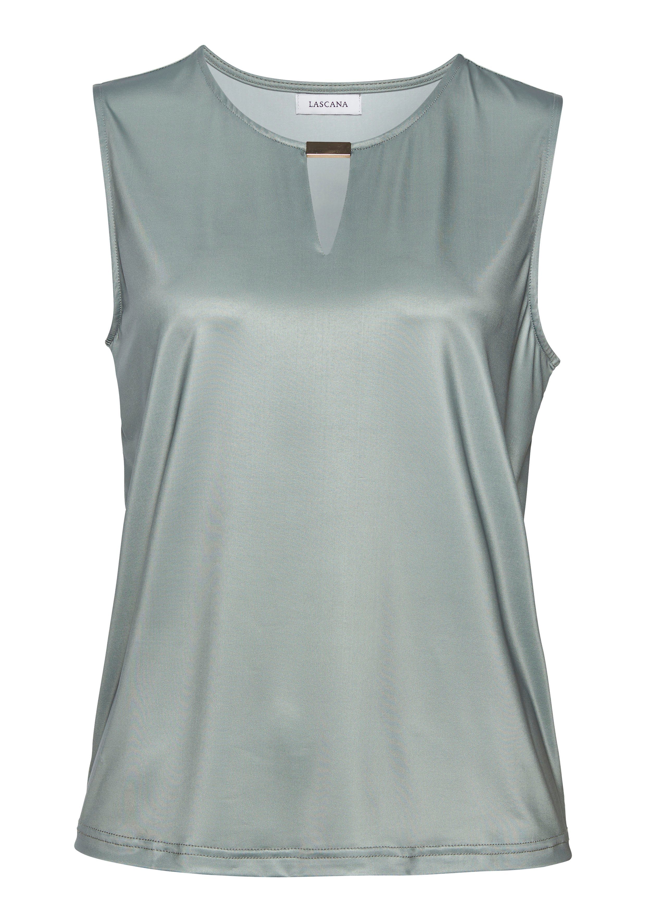 Lascana Tanktop van gladde jerseykwaliteit met cut-out elegant zomertop kreukvrij