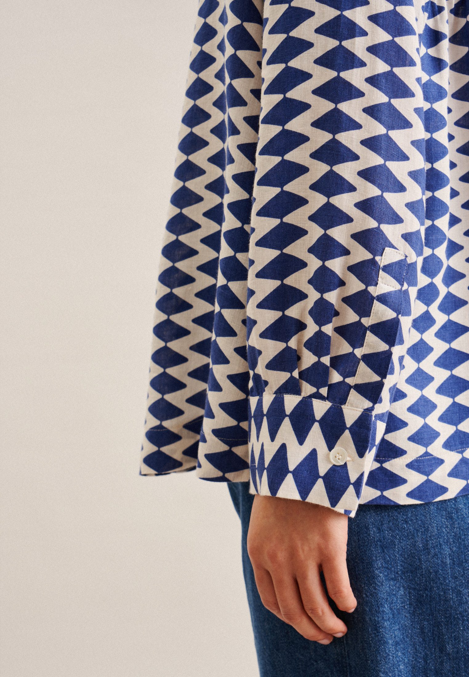 seidensticker Overhemdblouse Zwarte roos Lange mouwen kraag geometrische motieven