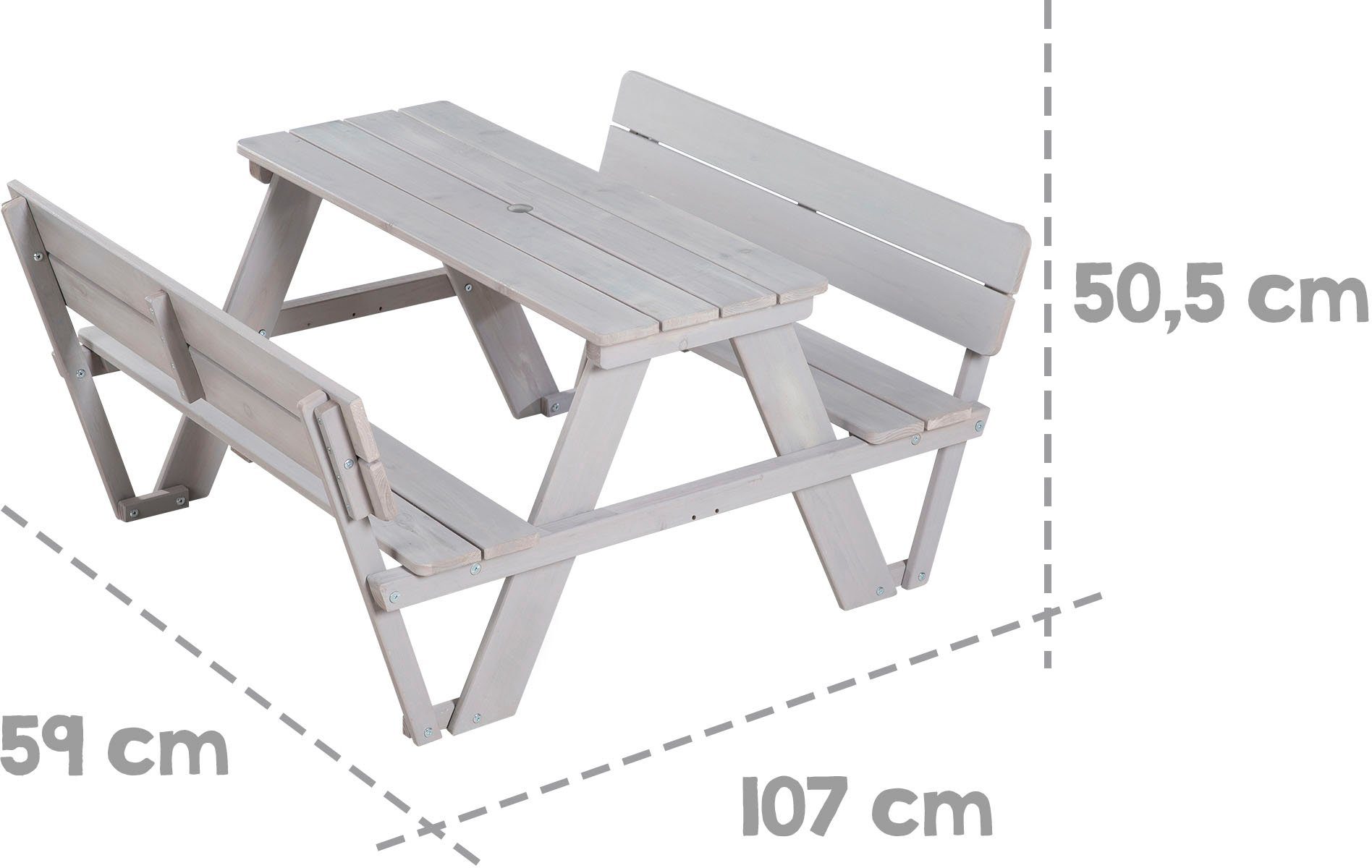 Roba® Kinderzithoek voor in de tuin Picknick voor 4 Buiten + (set, 2-delig)