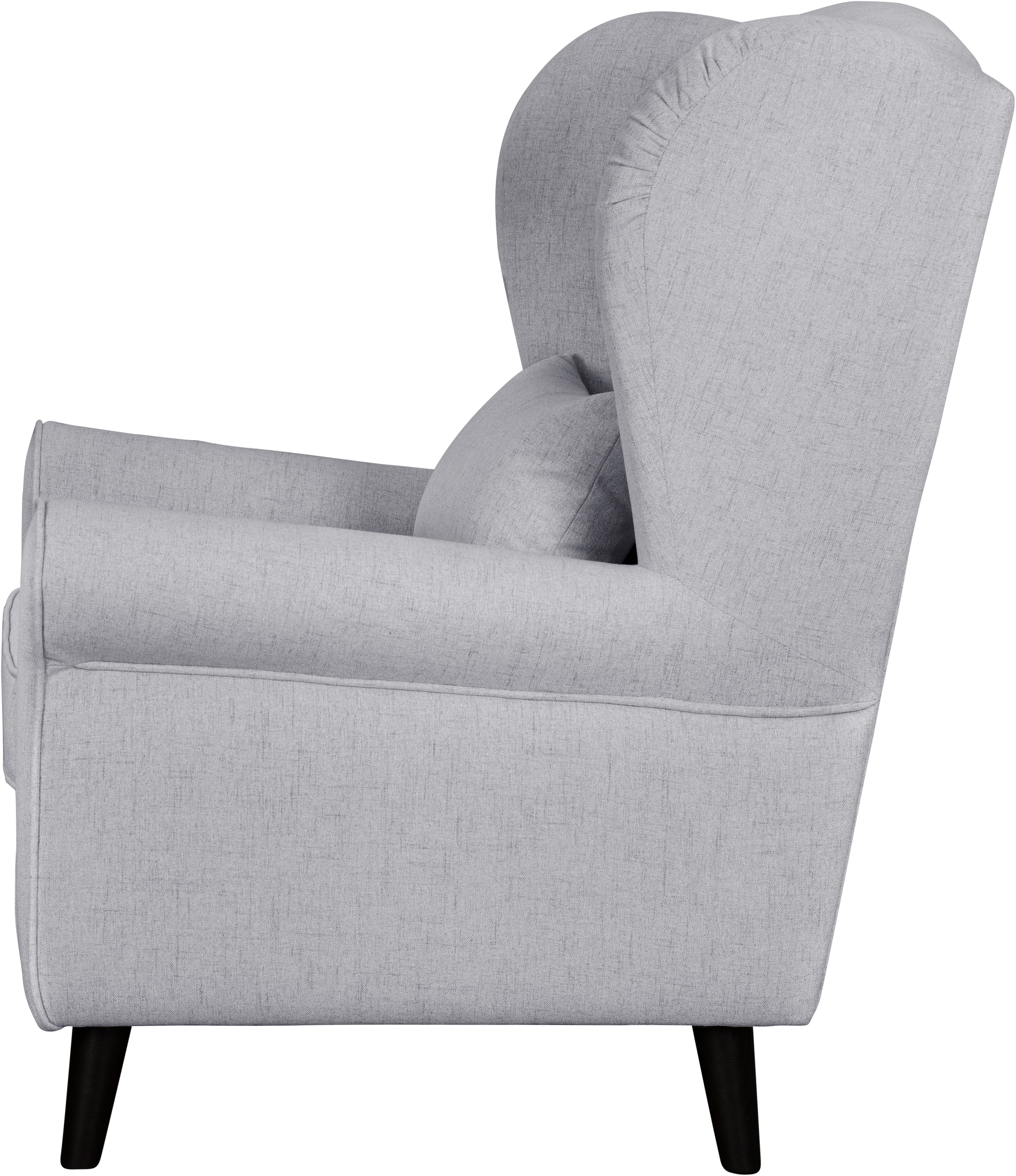 Home affaire Fauteuil Ohrensessel CHISTELLE, optioneel met poef met golfondersteuning, afmetingen: b/d/h: 81/87/99 cm