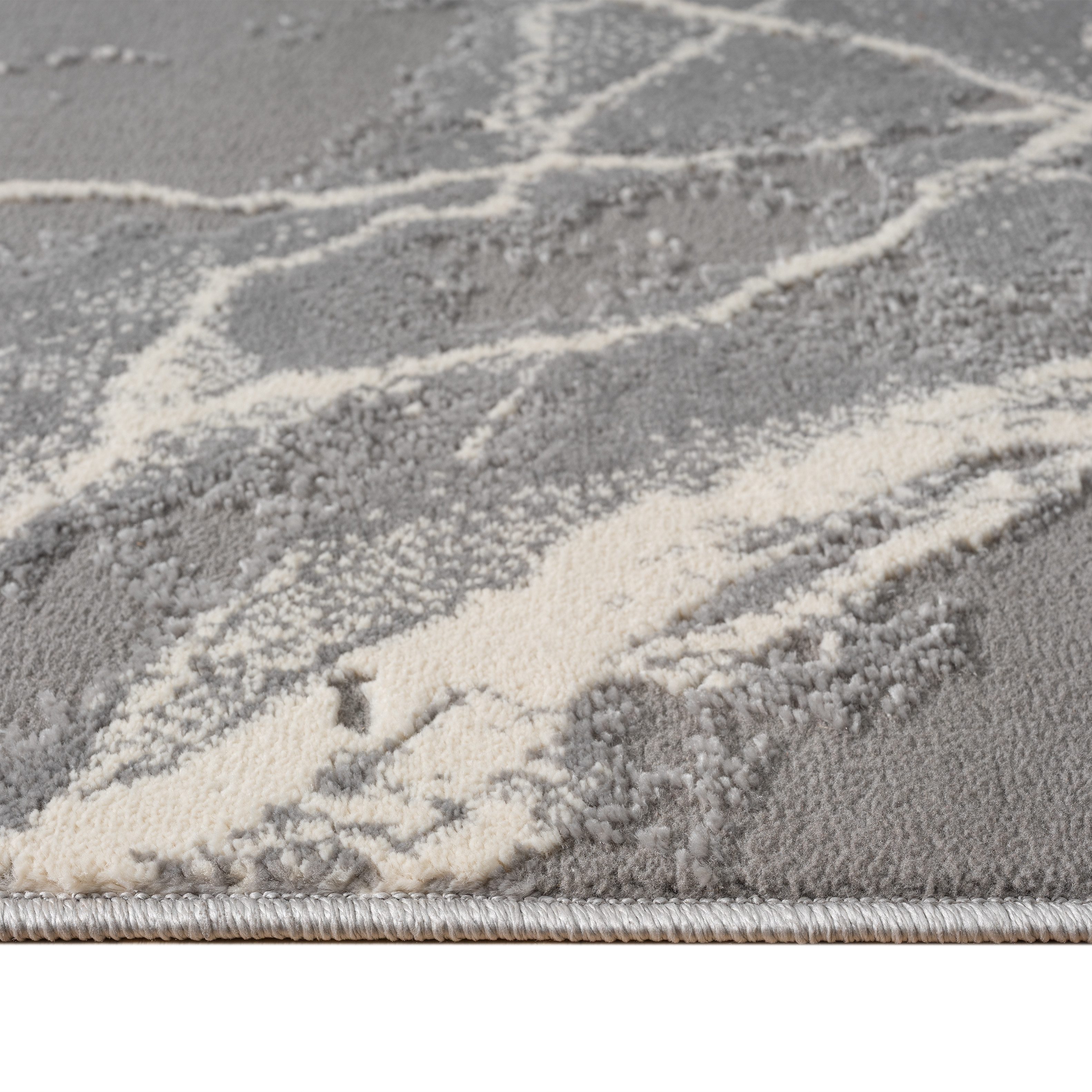 my home Vloerkleed Zoe, Hoog-Laag-Structuur met franjes, modern marmerdesign, woonkamer, slaapkamer,