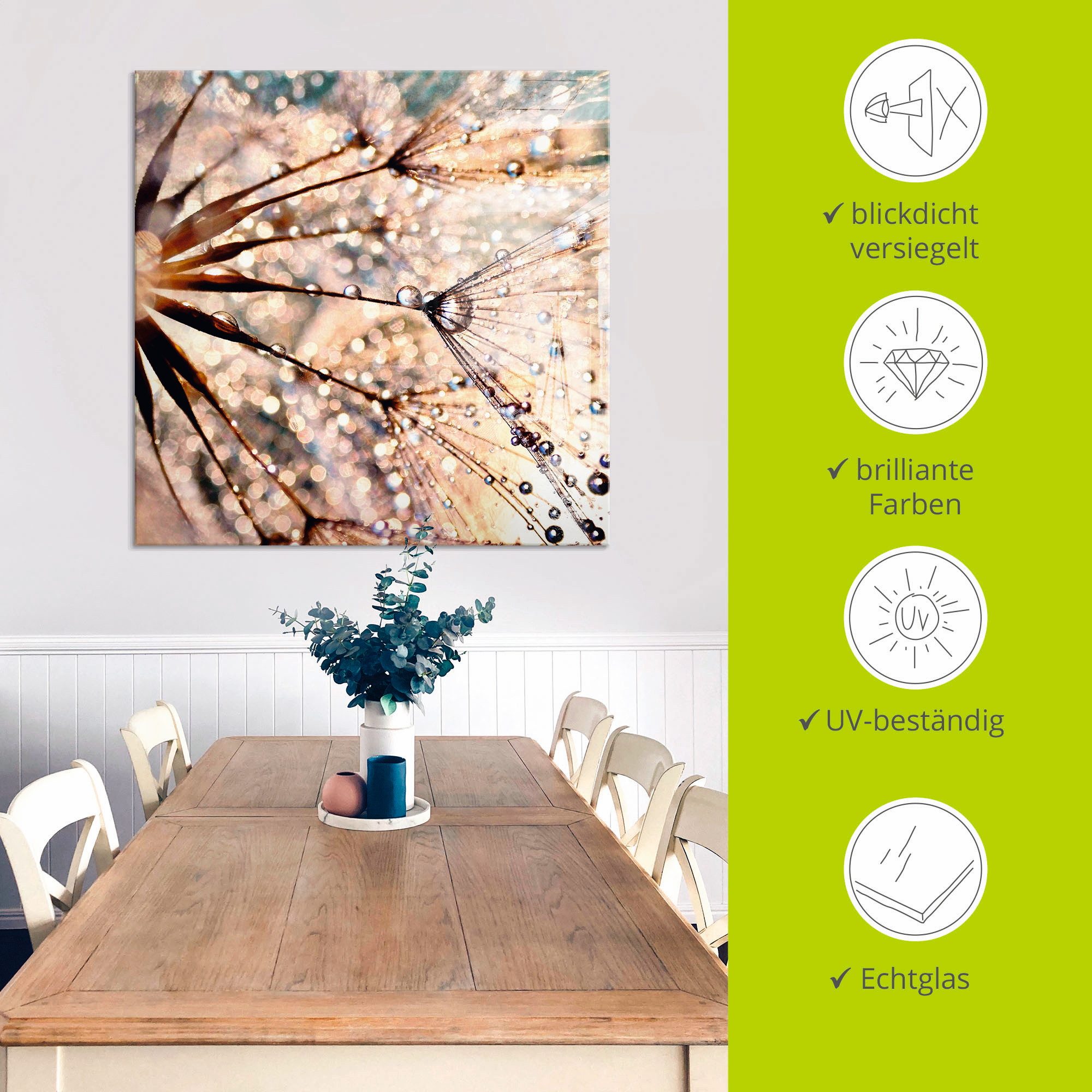 Artland Print op glas Pluizenbol - Kisses from rain