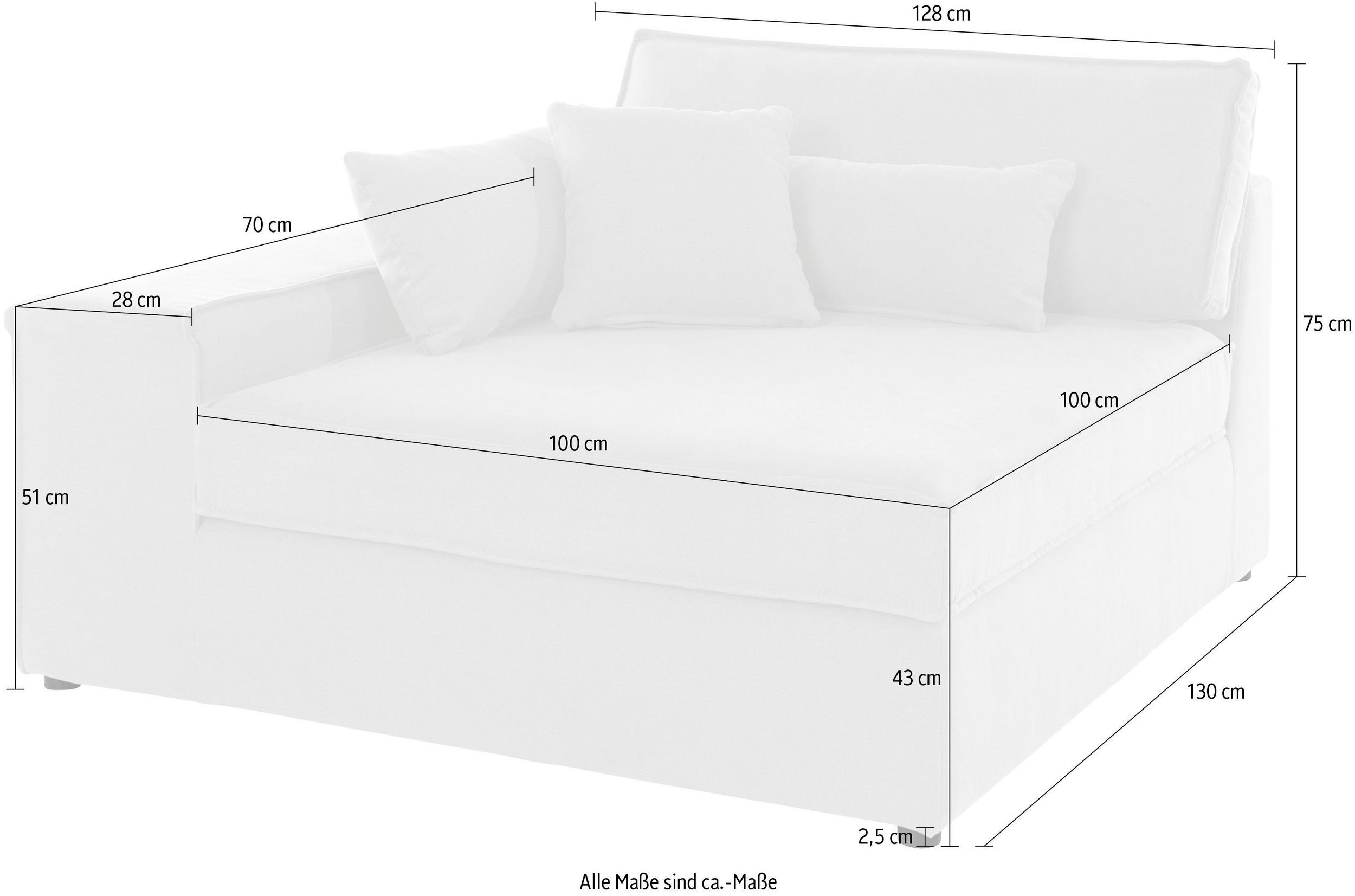 RAUM.ID Sofaelement Enid als deel van een modulaire bank, stevig zitcomfort