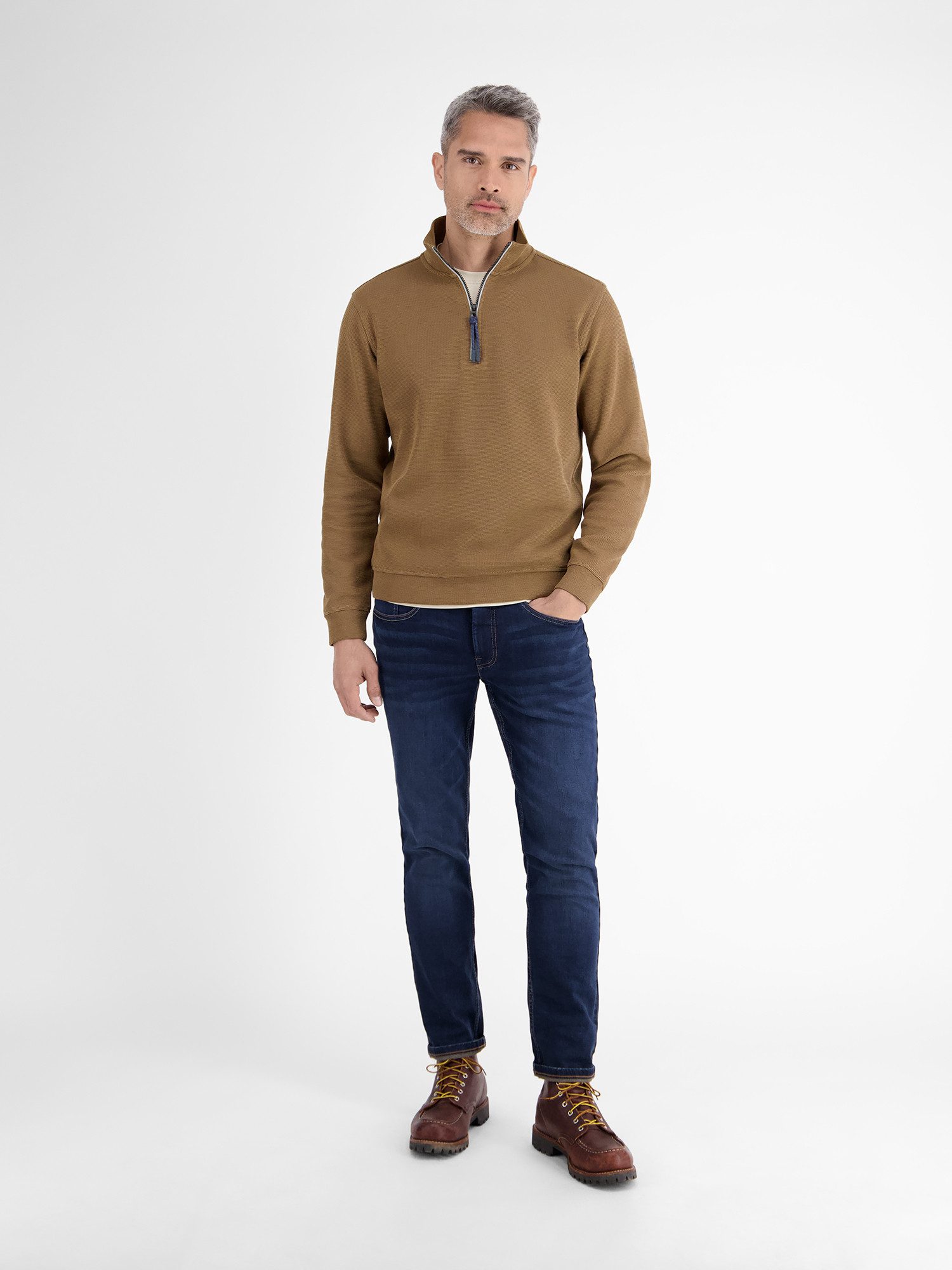 Lerros Sweatshirt LERROS effen brei troyer voor heren