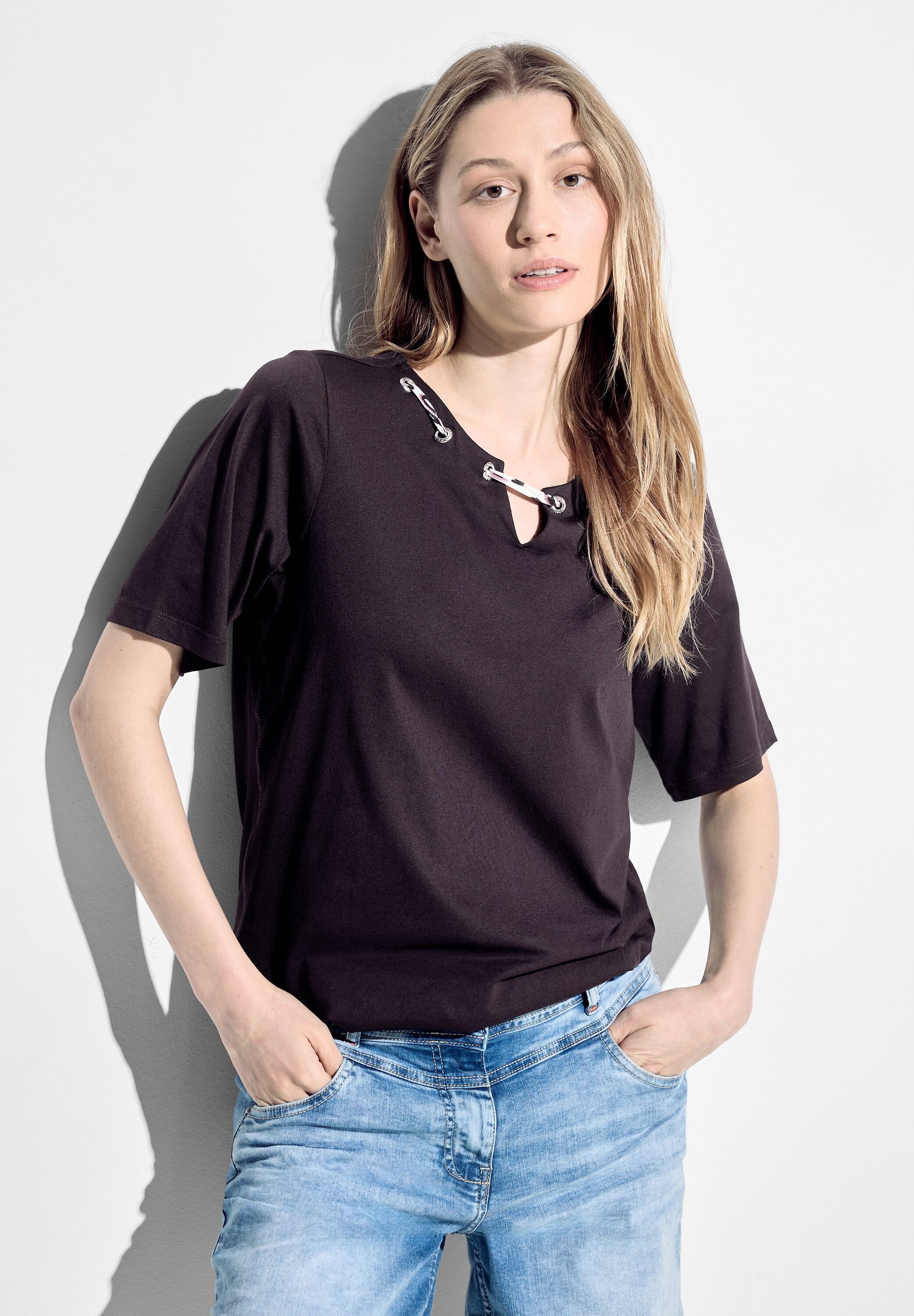 Cecil T-shirt met kleurrijke stringdetail