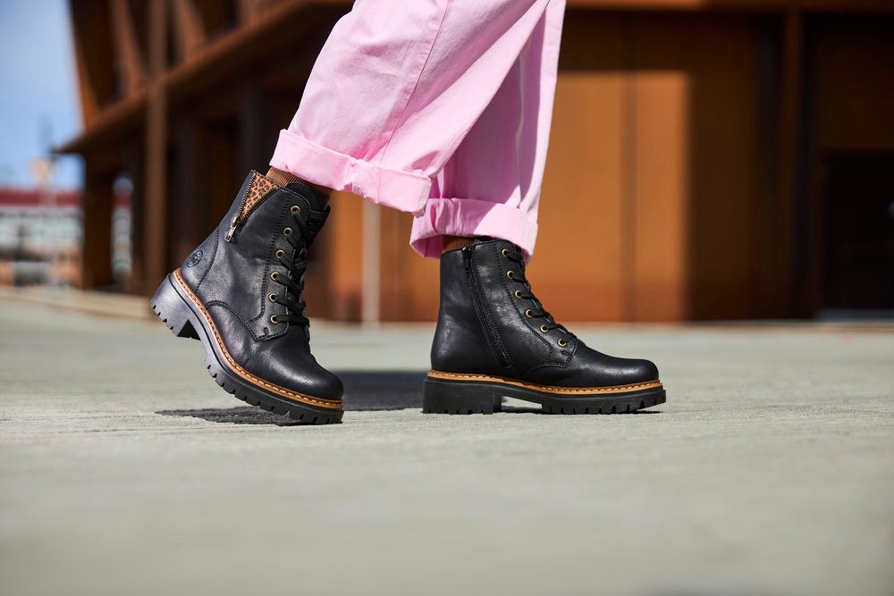 Rieker Veterlaarsjes lace-up boots, block heel, with practical inner zipper
