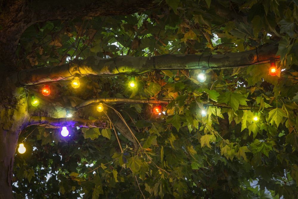 KONSTSMIDE Led-lichtsnoer kleurig, 10 gekleurde lampen / 80 warmwitte diodes