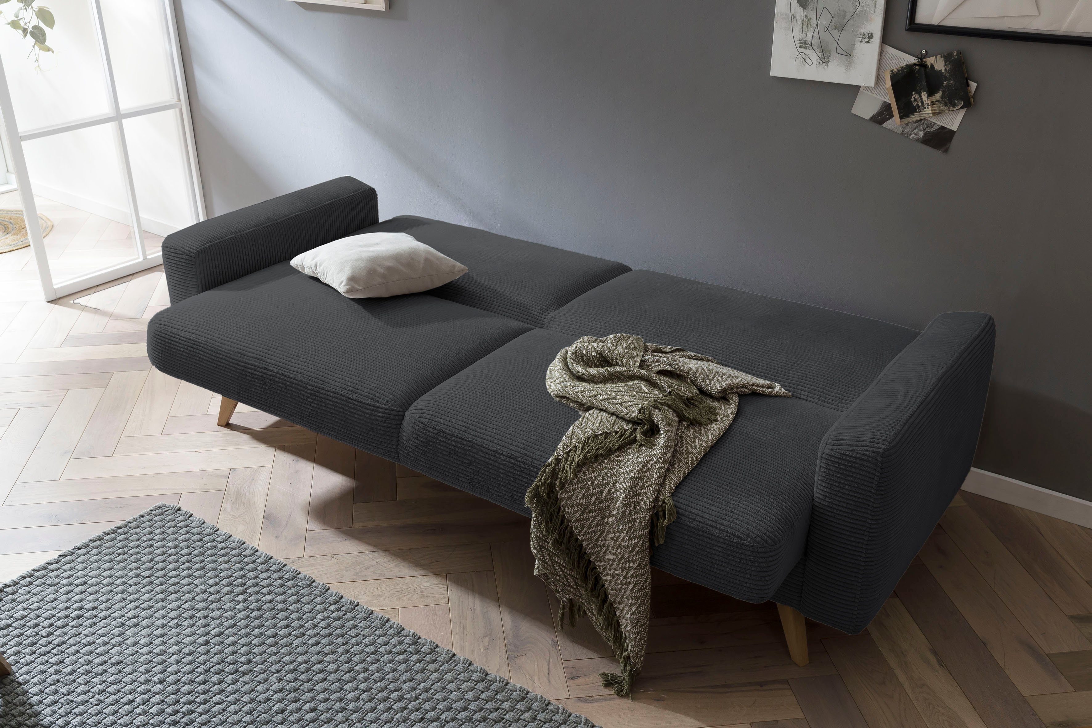 exxpo - sofa fashion 3-zitsbank Samso, elegant en comfortabel, actuele cord bekleding, kantelbank