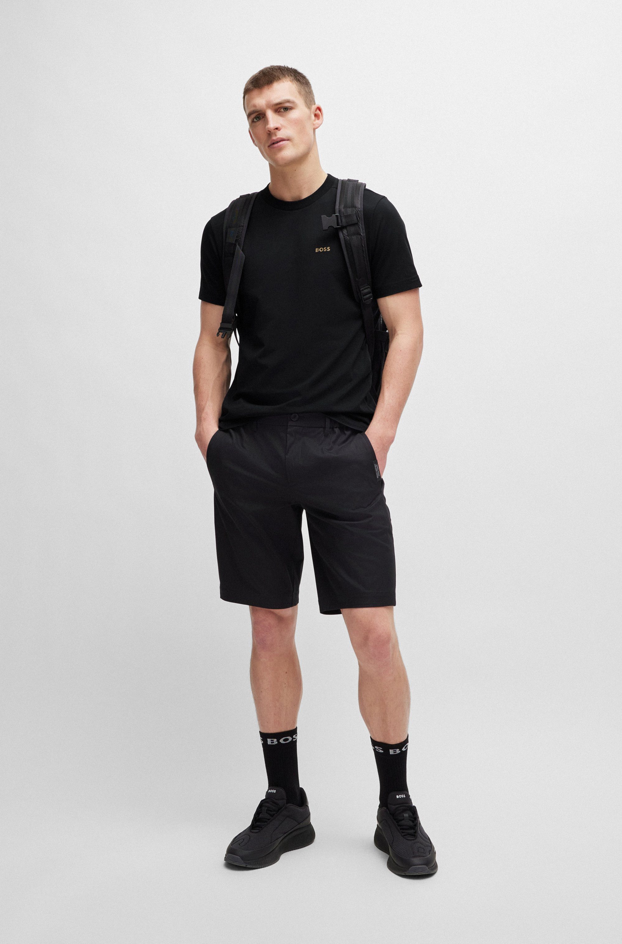 BOSS GREEN Shirt met ronde hals Thee met gegomd contrast-logo