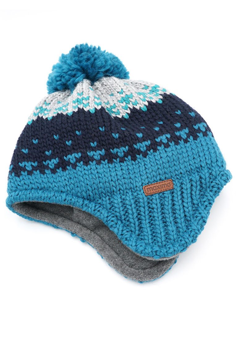MAXIMO Gebreide muts Inca muts met grof gebreid patroon en pompon