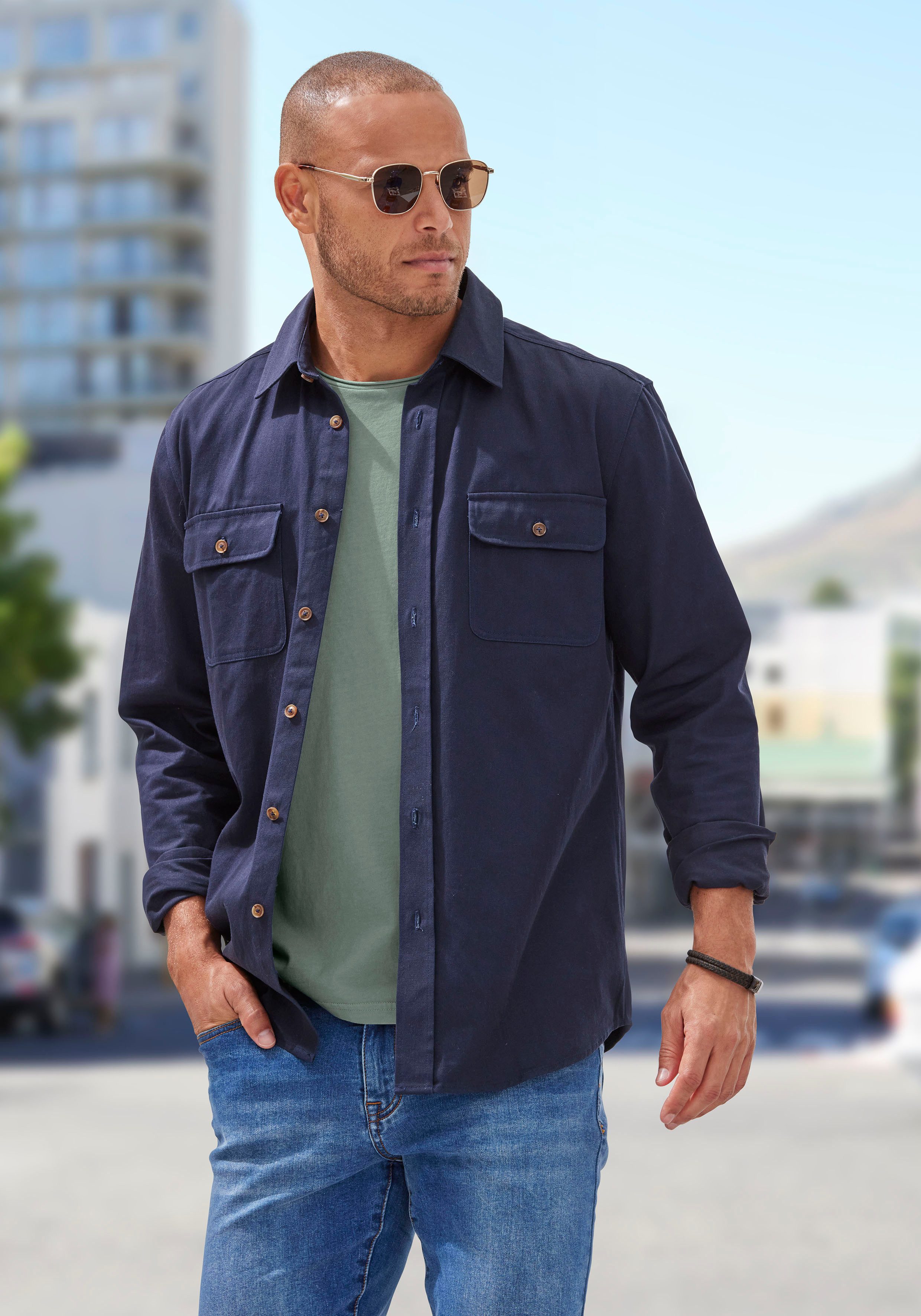 John Devin T-shirt Relaxed fit, korte mouwen, vrijetijdsshirt met ronde hals van 100% katoen (set, 2)