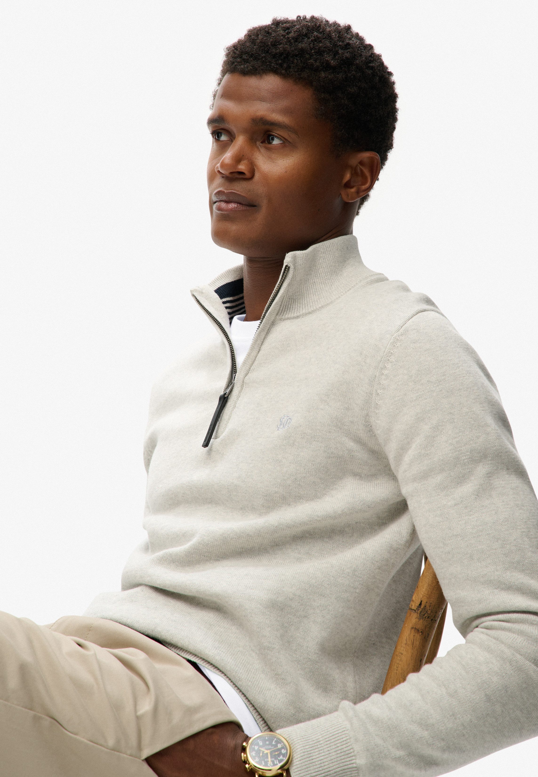 Superdry Gebreide trui ESSENTIALS COTTON HALF ZIP