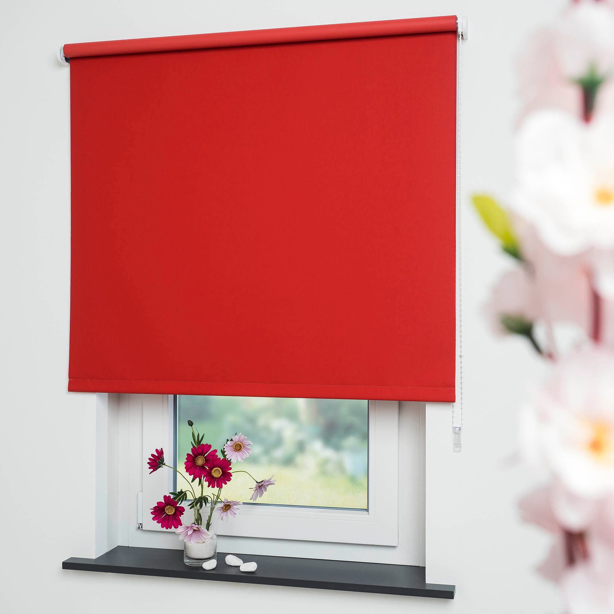 Liedeco Rolgordijn met zijbediening Uni (1 stuk) rolgordijnen maat H/B: 180/122 cm rood