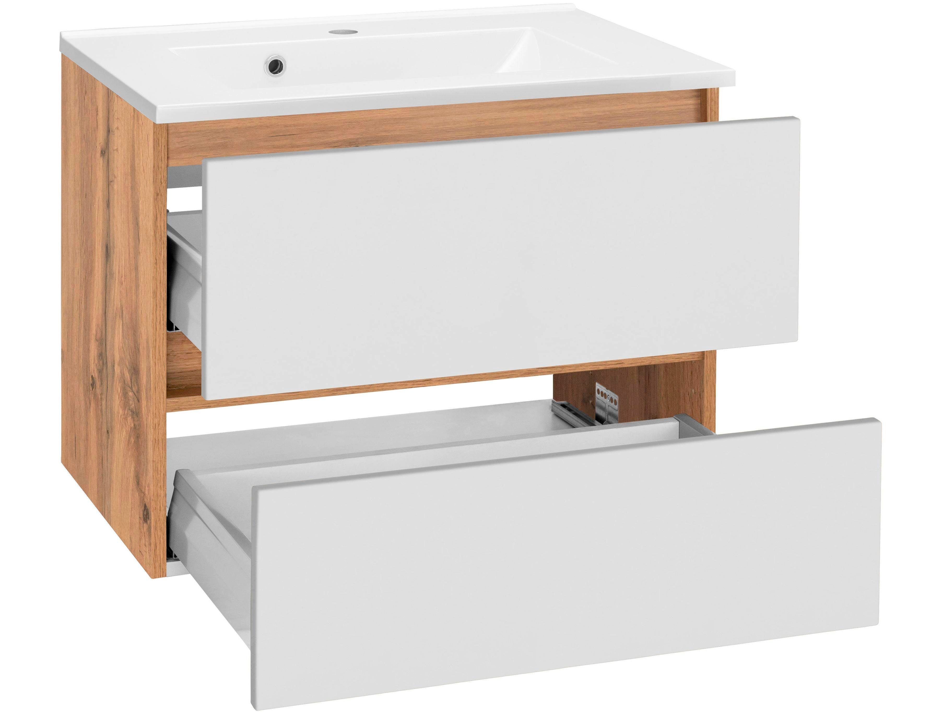 welltime Wastafelonderkast Lucca Badkamermeubel, wastafelonderkast inclusief wasbak, breedte 60 cm