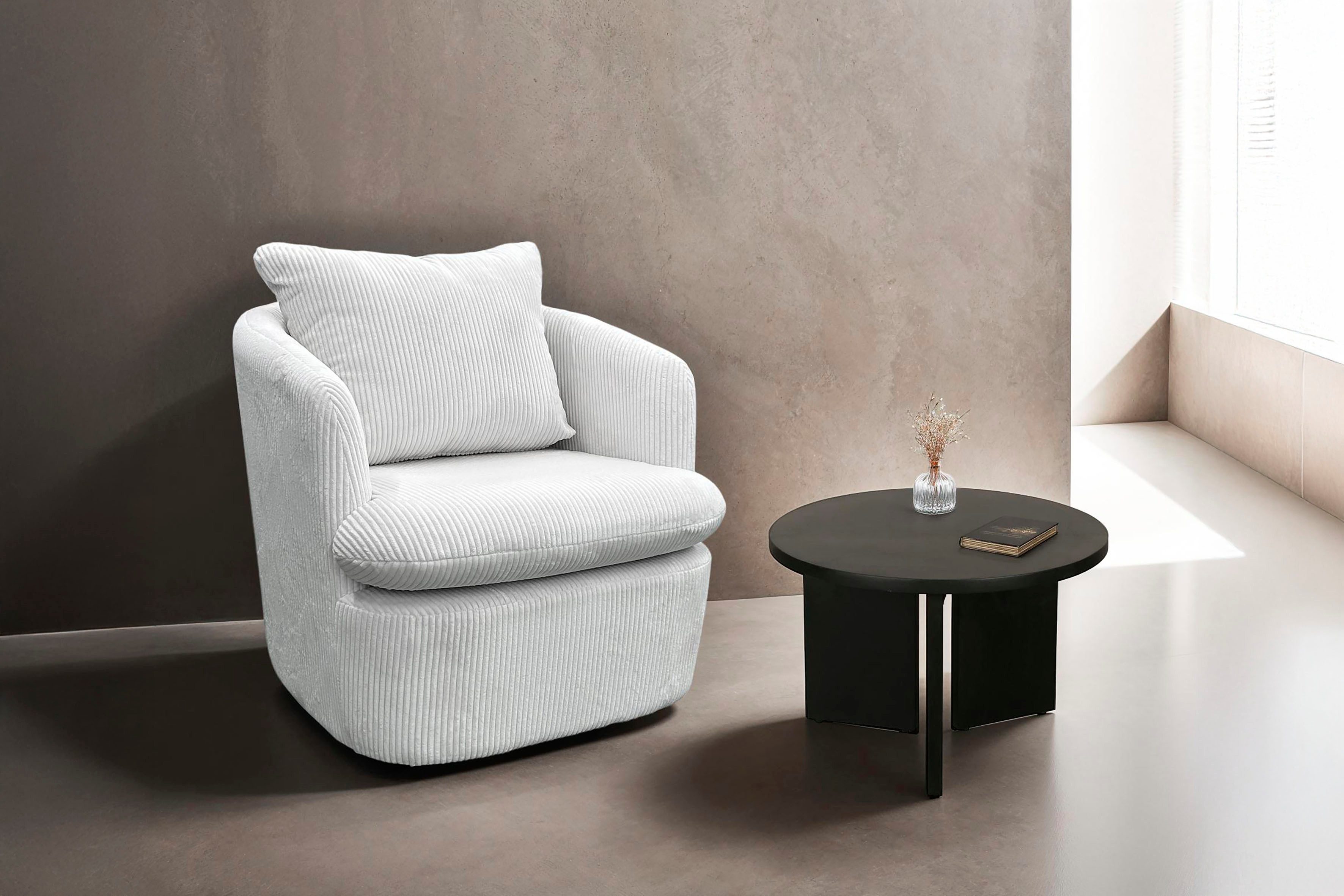 byLIVING Salontafel Round uit 2,5 cm dik massief hout zwart, afzonderlijk of in set verstelbaar (1 stuk)