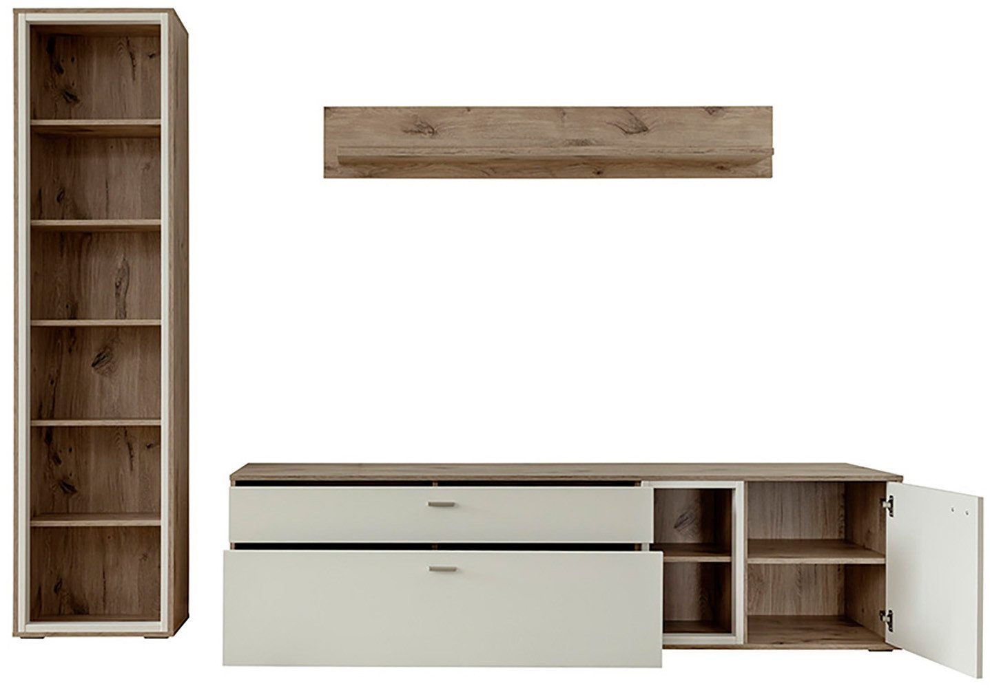 MCA furniture Wandmeubel SANTERNO Woonkamer set (3-delig), deuren & lades gedempt, breedte 264 cm (complete set, 3-delig)