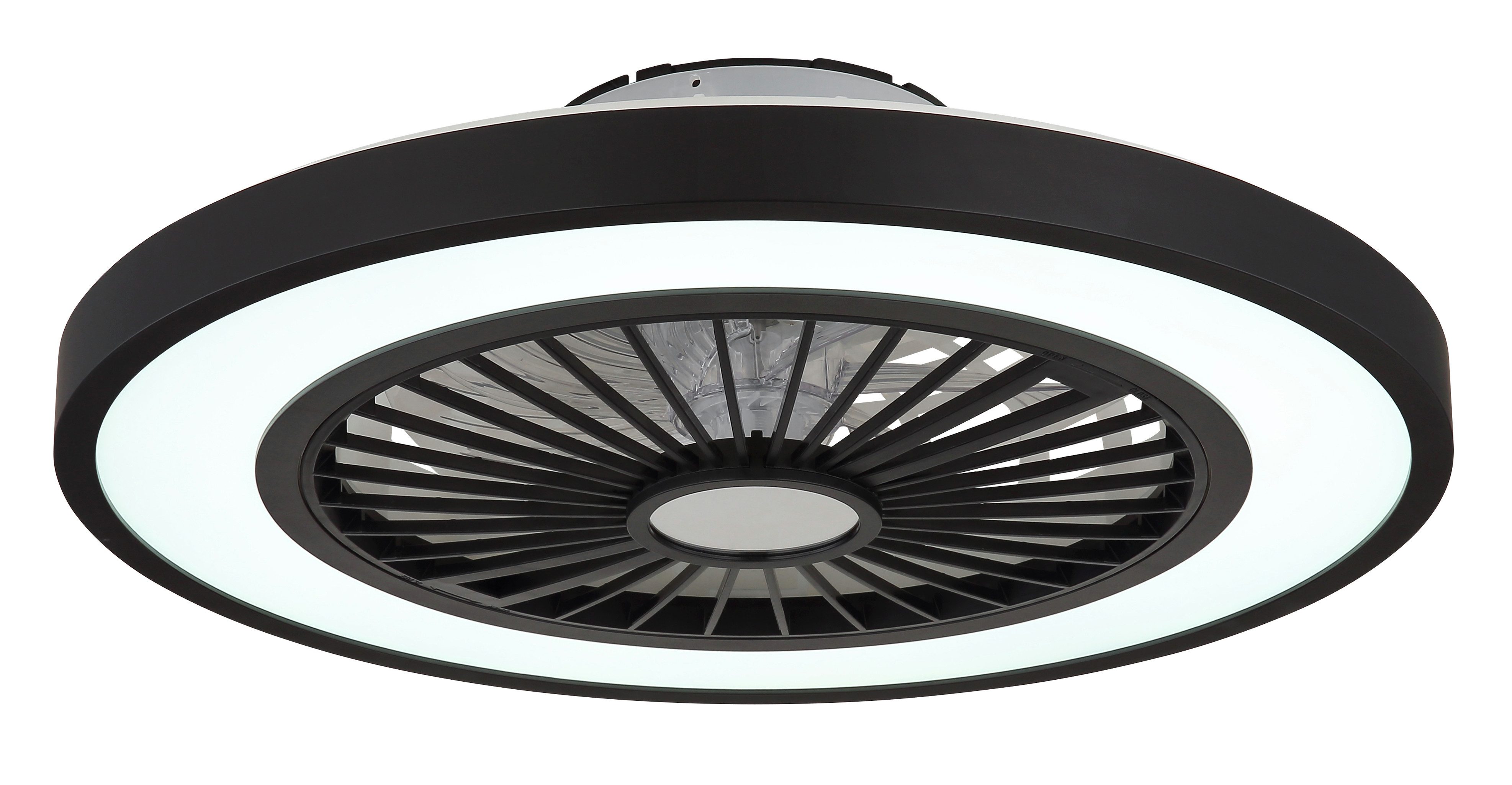 Globo Lightning Plafondlamp BLIZZAK Plafondventilator metaal zwart mat, LED (1 stuk)