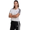 adidas performance t-shirt essentials loose 3-stripes cropped wit