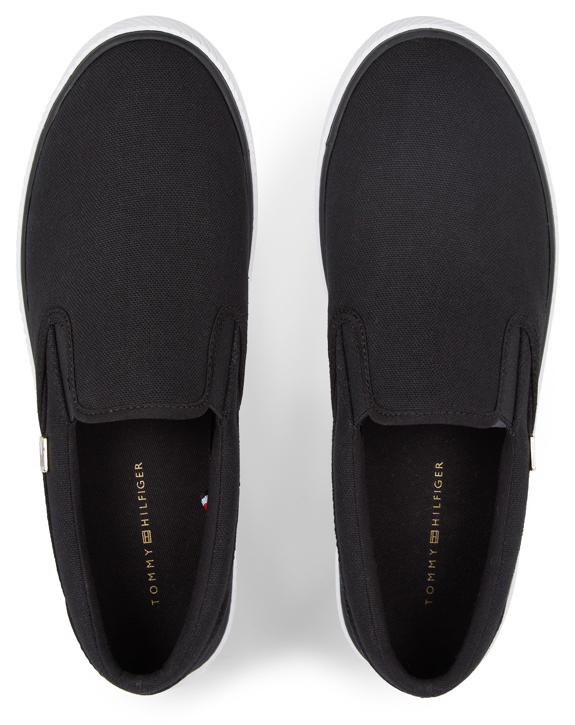 Tommy Hilfiger Slip-on sneakers VULC CANVAS SLIP-ON SNEAKER , slipper, vrijetijdsschoen, zomerschoen met zijstretchinzetten