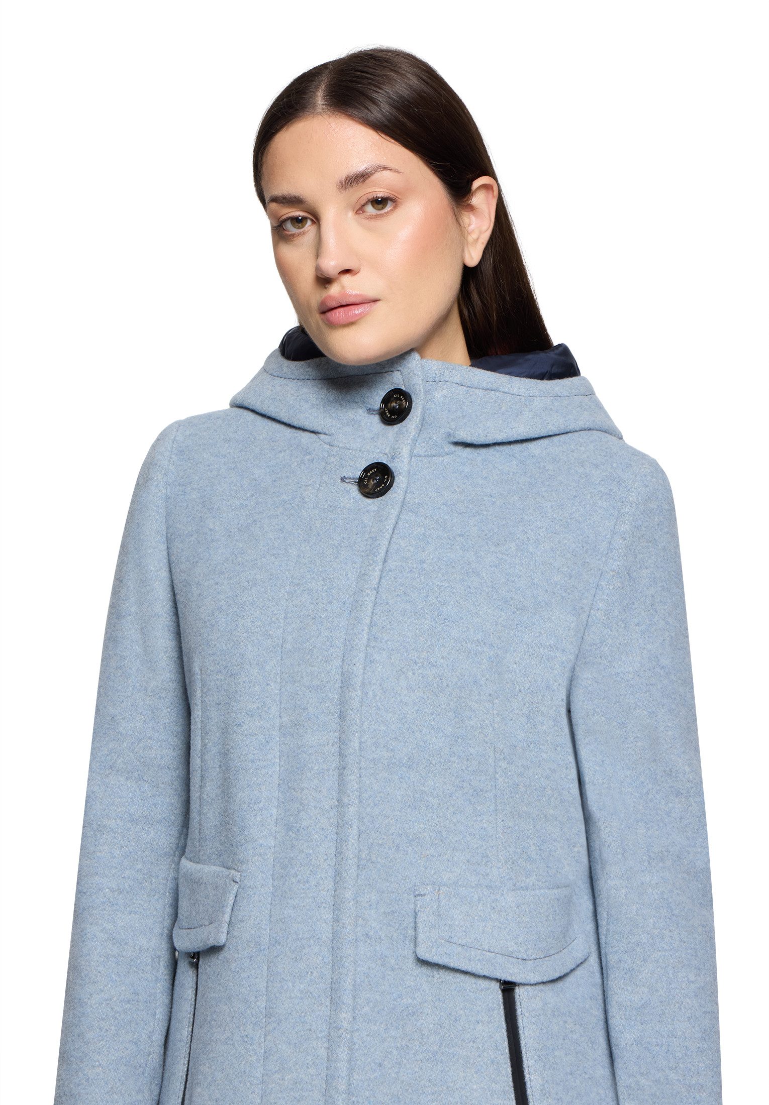 Gil Bret Wollen jas met capuchon en van een wolmix