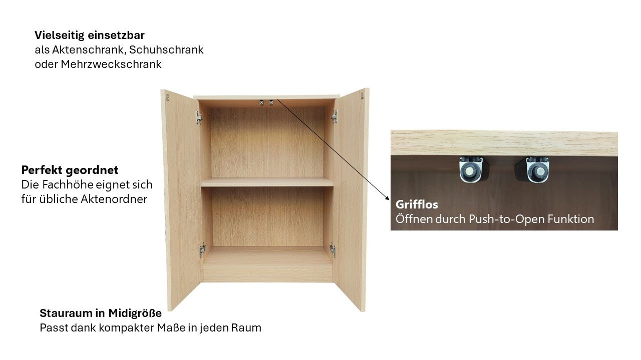INOSIGN Archiefkast Jarvie Multifunctionele kast, push-to-open, 2 vakken, 60x80 cm